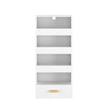 4 Tier Freestanding Bookshelf With 3 Sliding Drawers And 1 Bottom Drawer - White