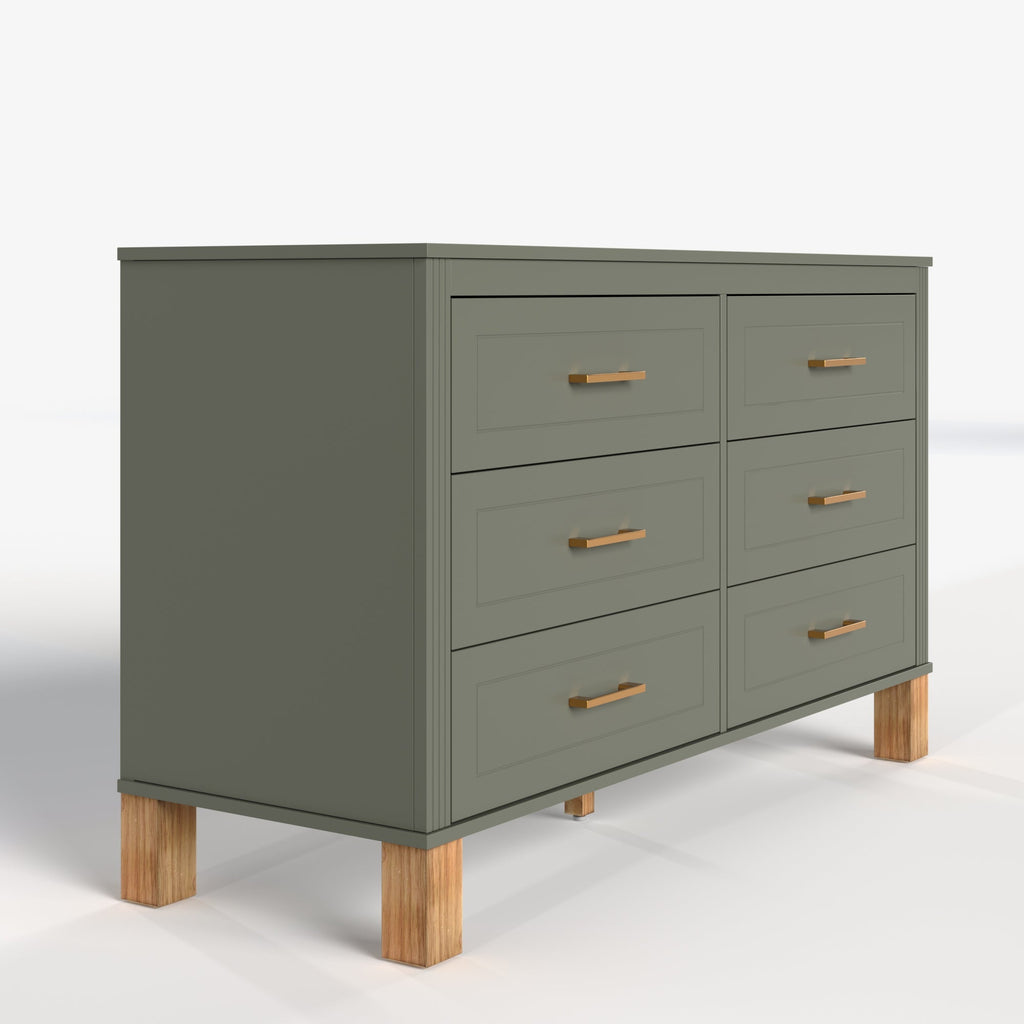 6-Drawer Double Dresser in Olive