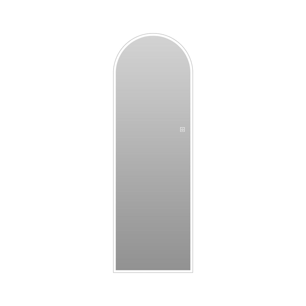 LED Full Length Wall Mirror With Symmetrical Arch Design, Dimmable 3 Color Temperature Lighting - Silver