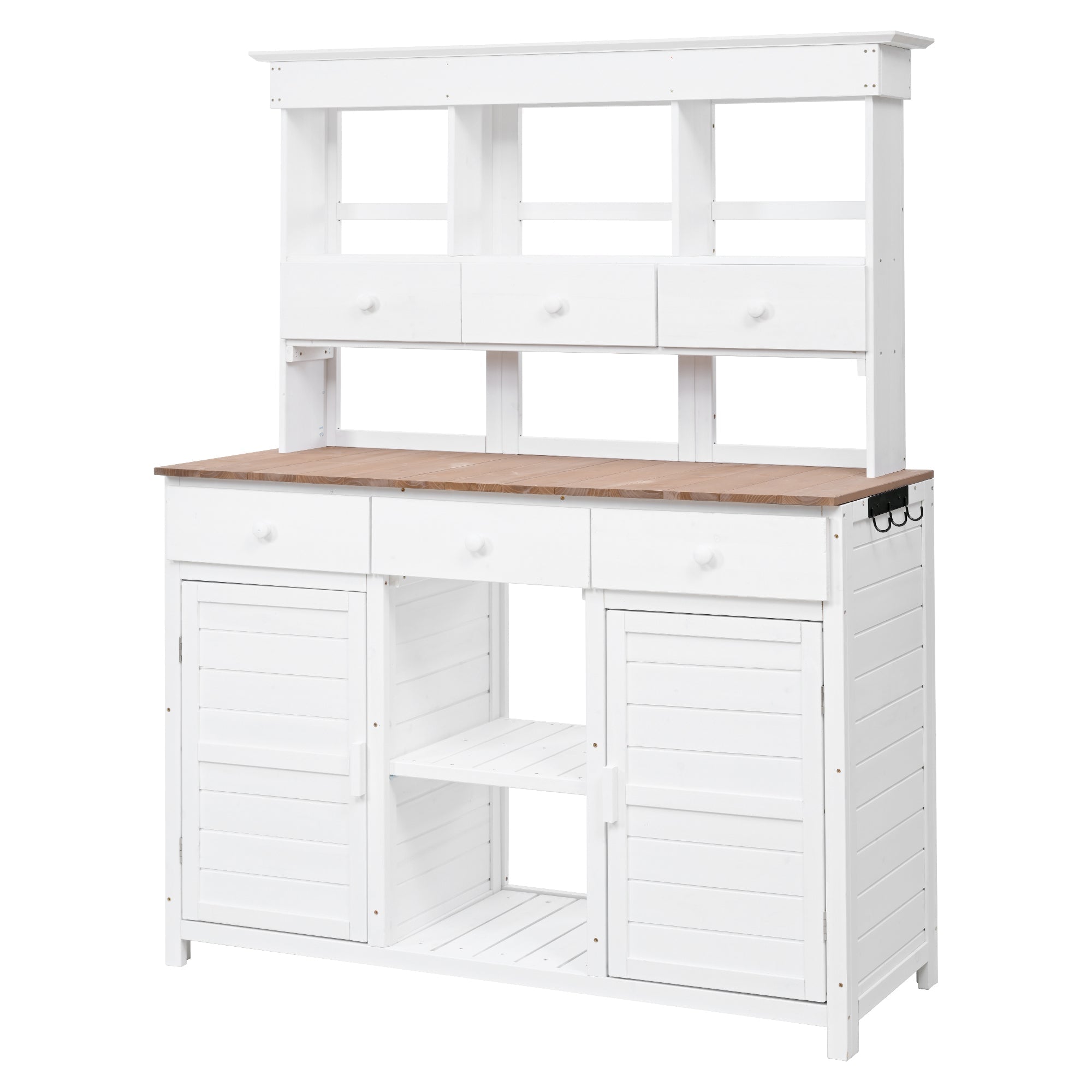 TOPMAX 65.7" Tall Garden Potting Bench Table with Hutch
