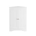 Corner Cabinet With 2 Doors And Adjustable Shelves, Freestanding Narrow Storage Organizer For Bathroom - White