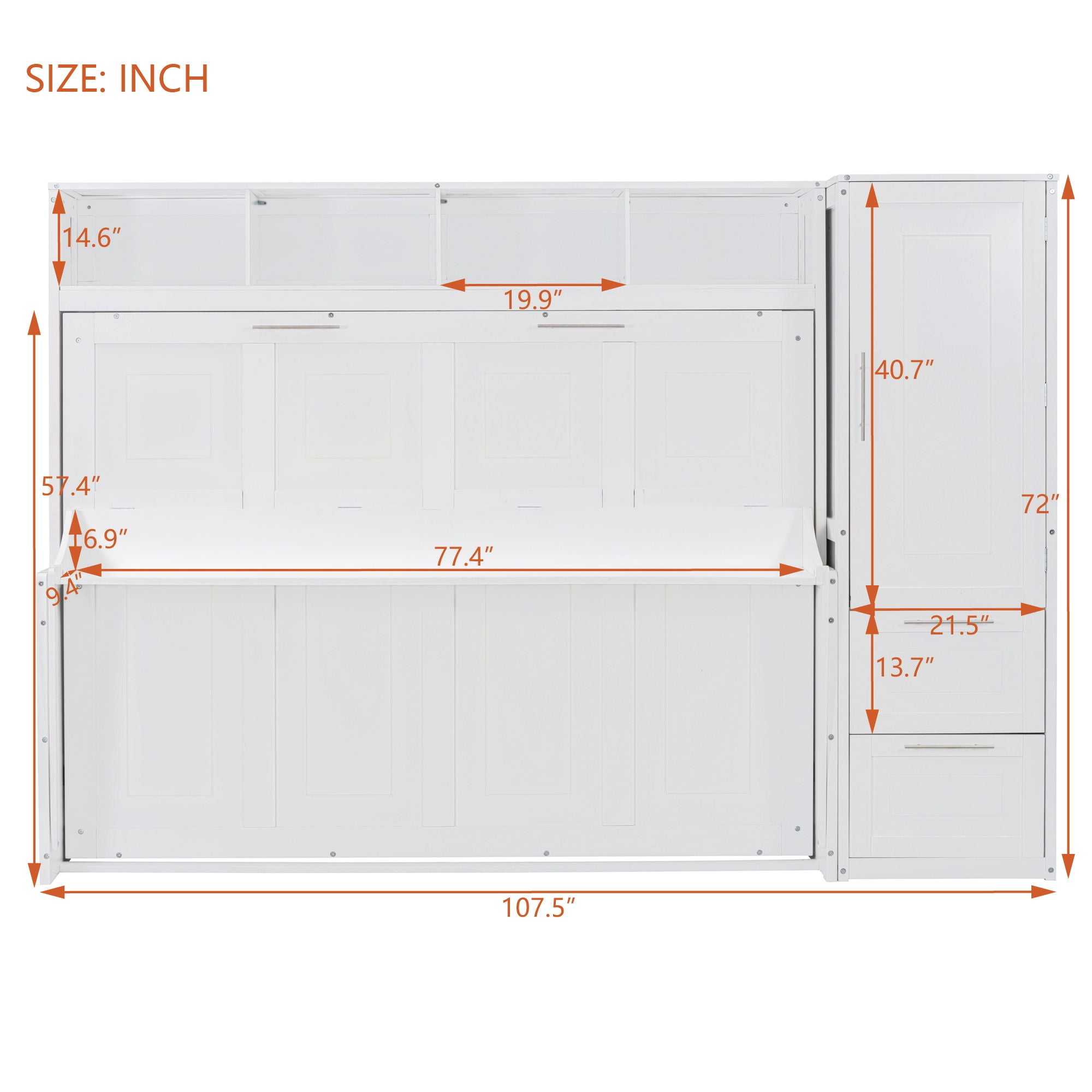 Space Saving Murphy Wall Bed With Closet And Drawers