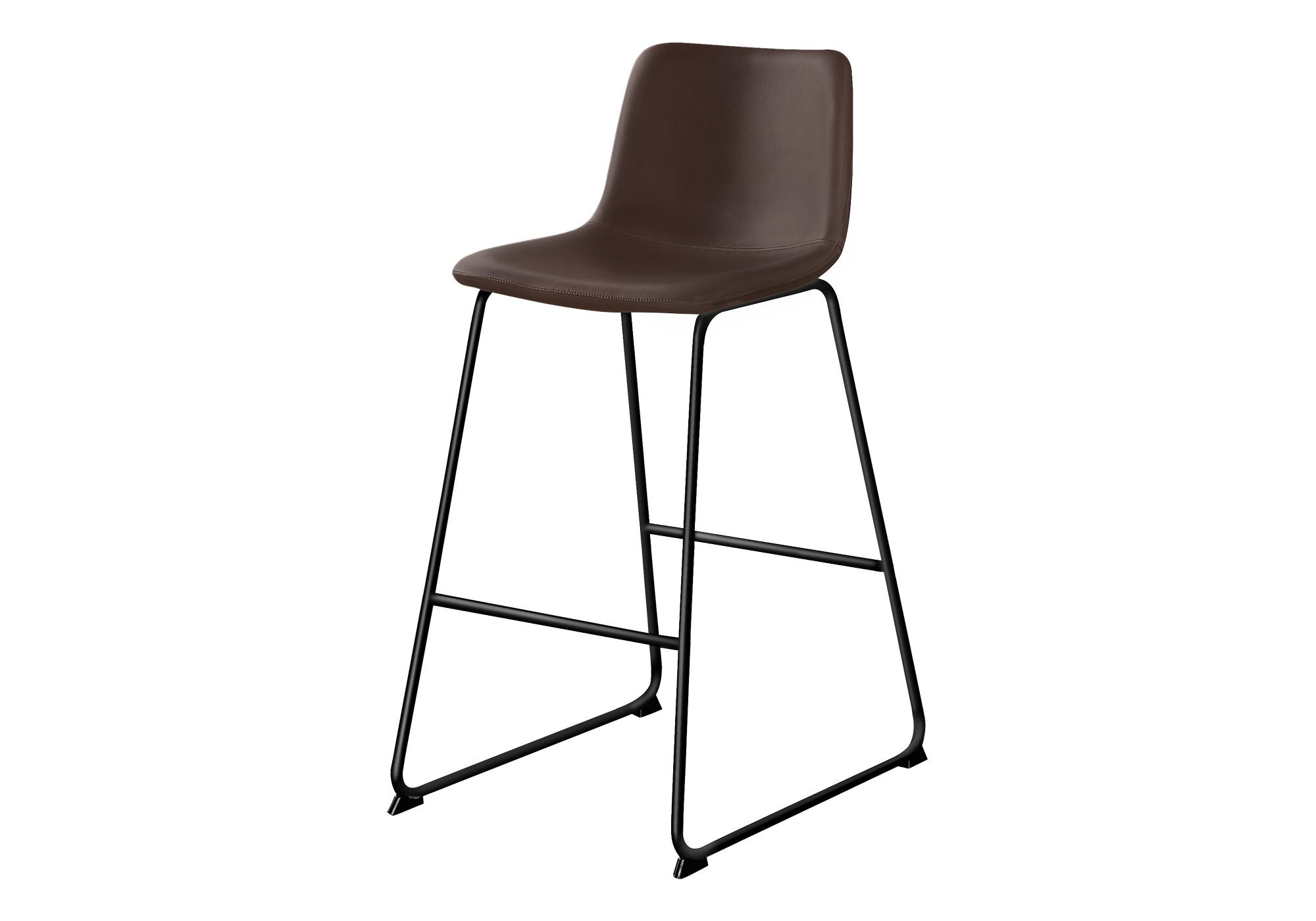 Bar Height Office Chair with Curved Backrest and Leather-Look Upholstery