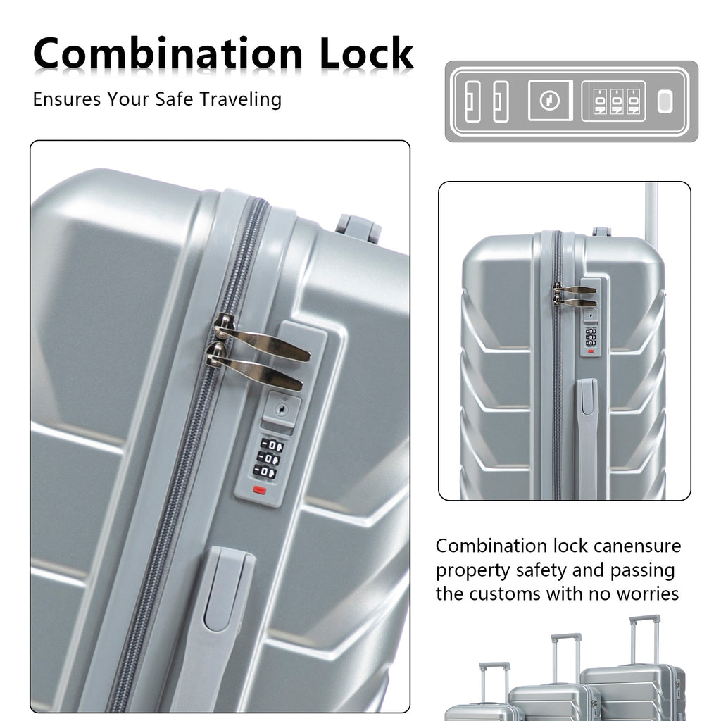 3-Piece ABS Spinner Wheel Luggage Set with Combination Lock