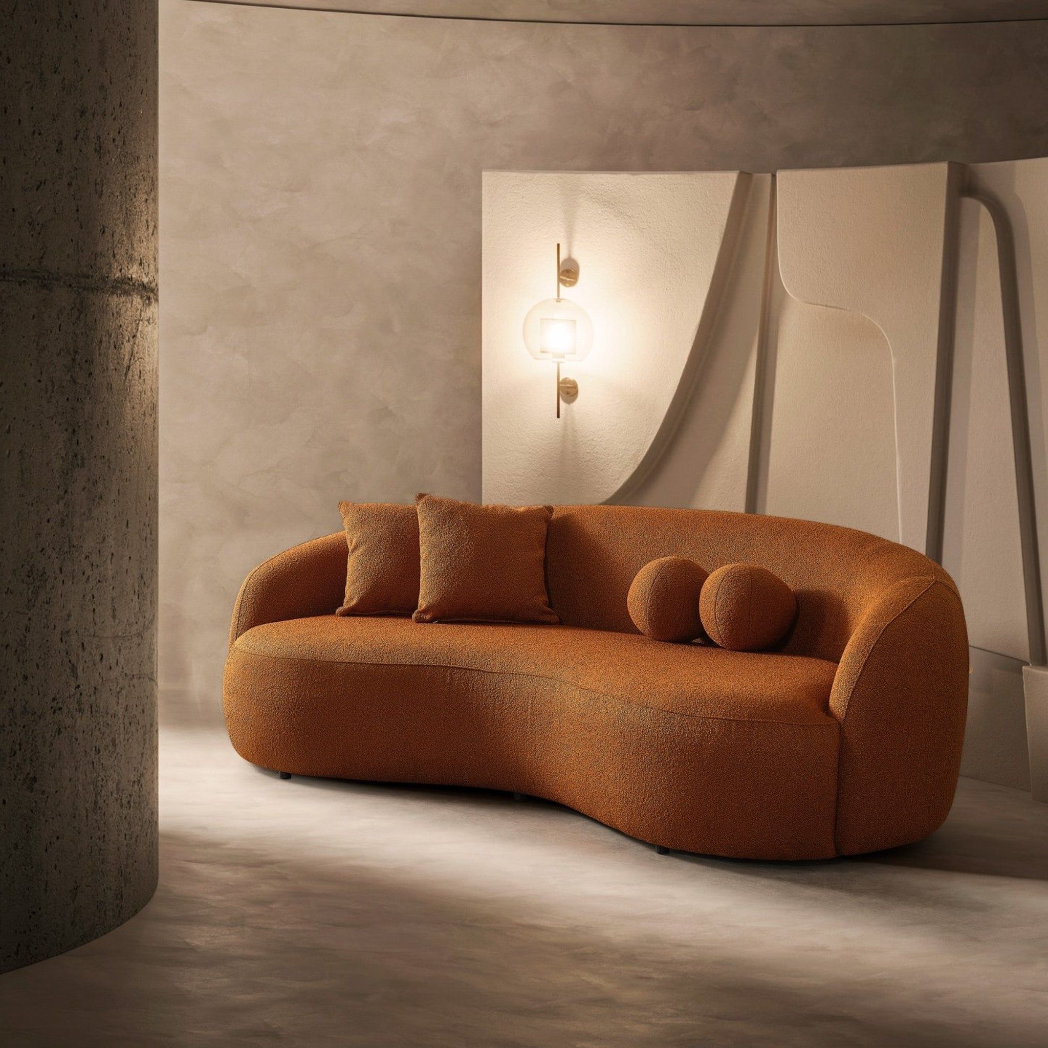Drake - Japandi Style Curvy Boucle Sofa