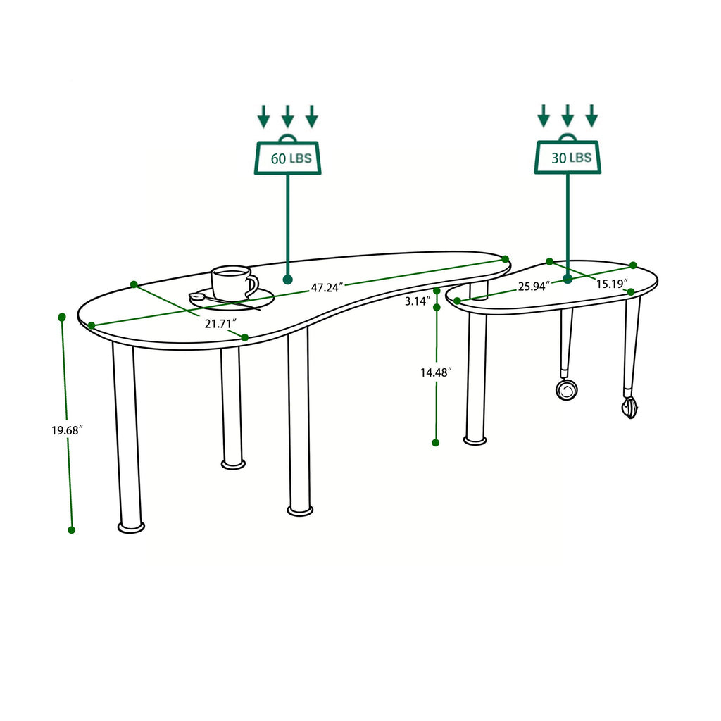 Rotatable Coffee Table With Solid Legs, 360 Degree Swivel, Waterproof - Walnut