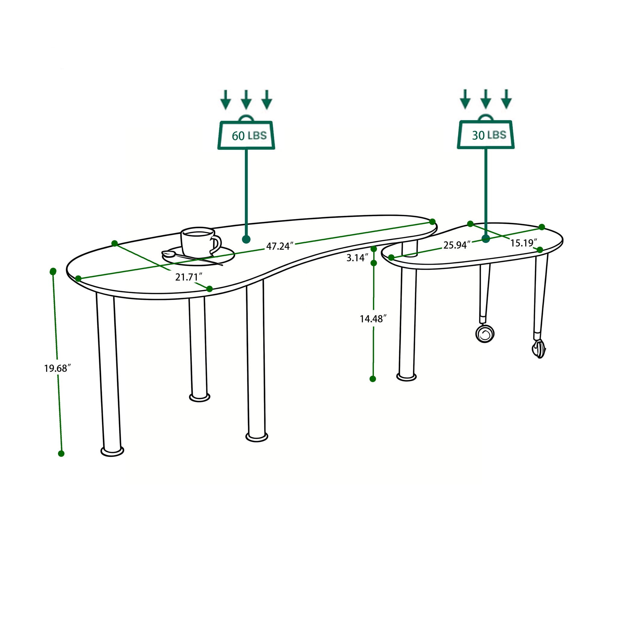 Rotatable Coffee Table With Solid Legs, 360 Degree Swivel, Waterproof - Walnut