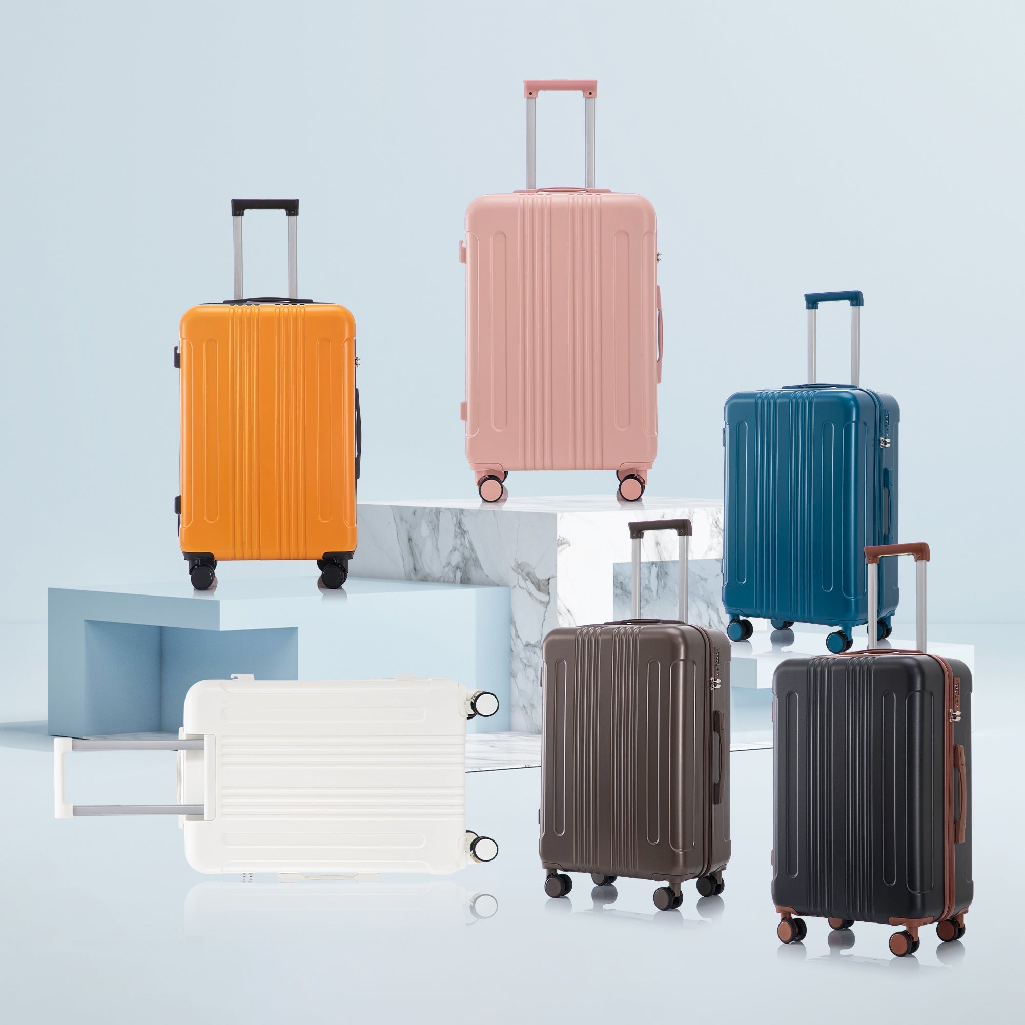 3 Piece ABS Spinner Wheel Luggage Set (Brown)