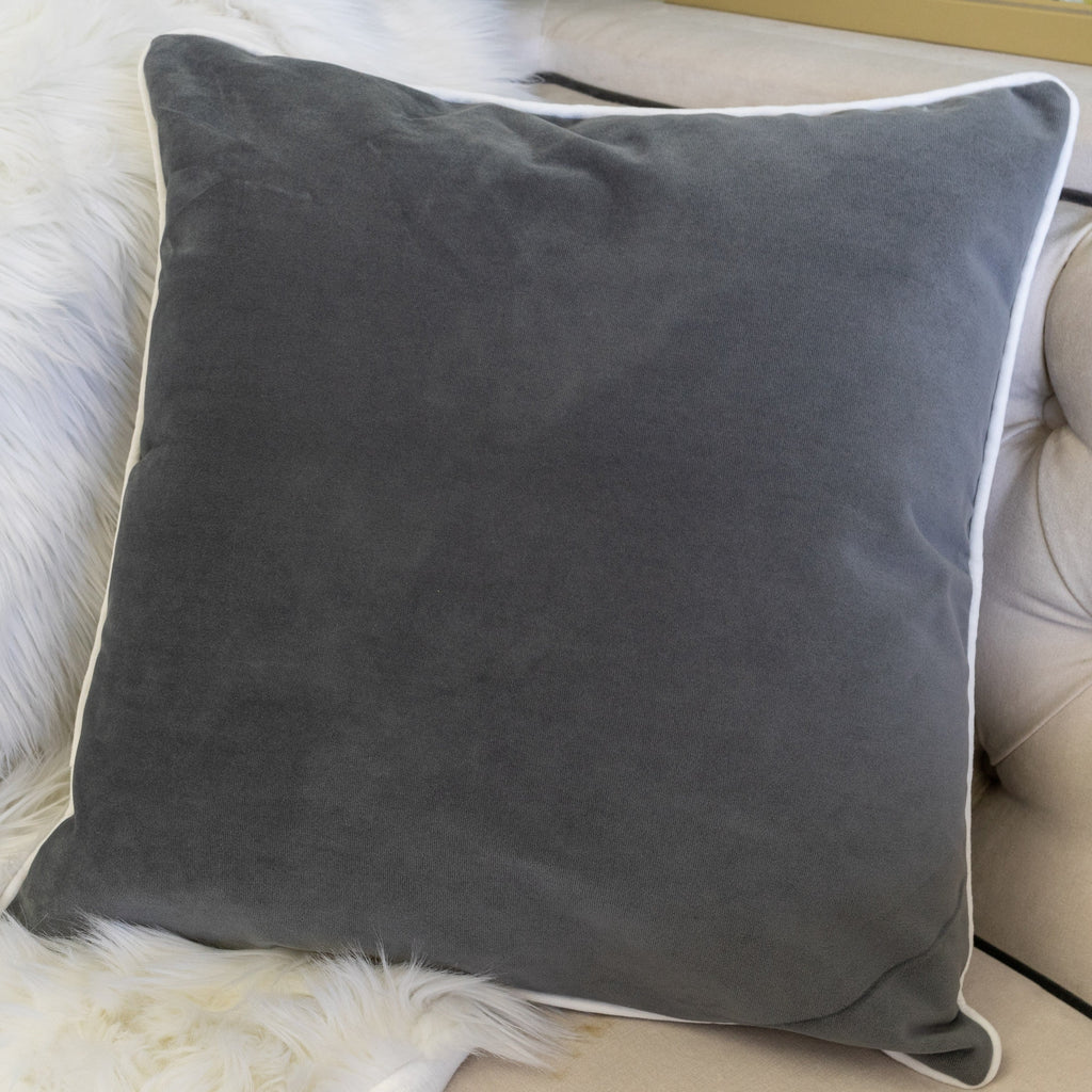 Let It Snow Embroidered Cotton Throw Pillow – 20x20 Gray Winter Accent Cushion