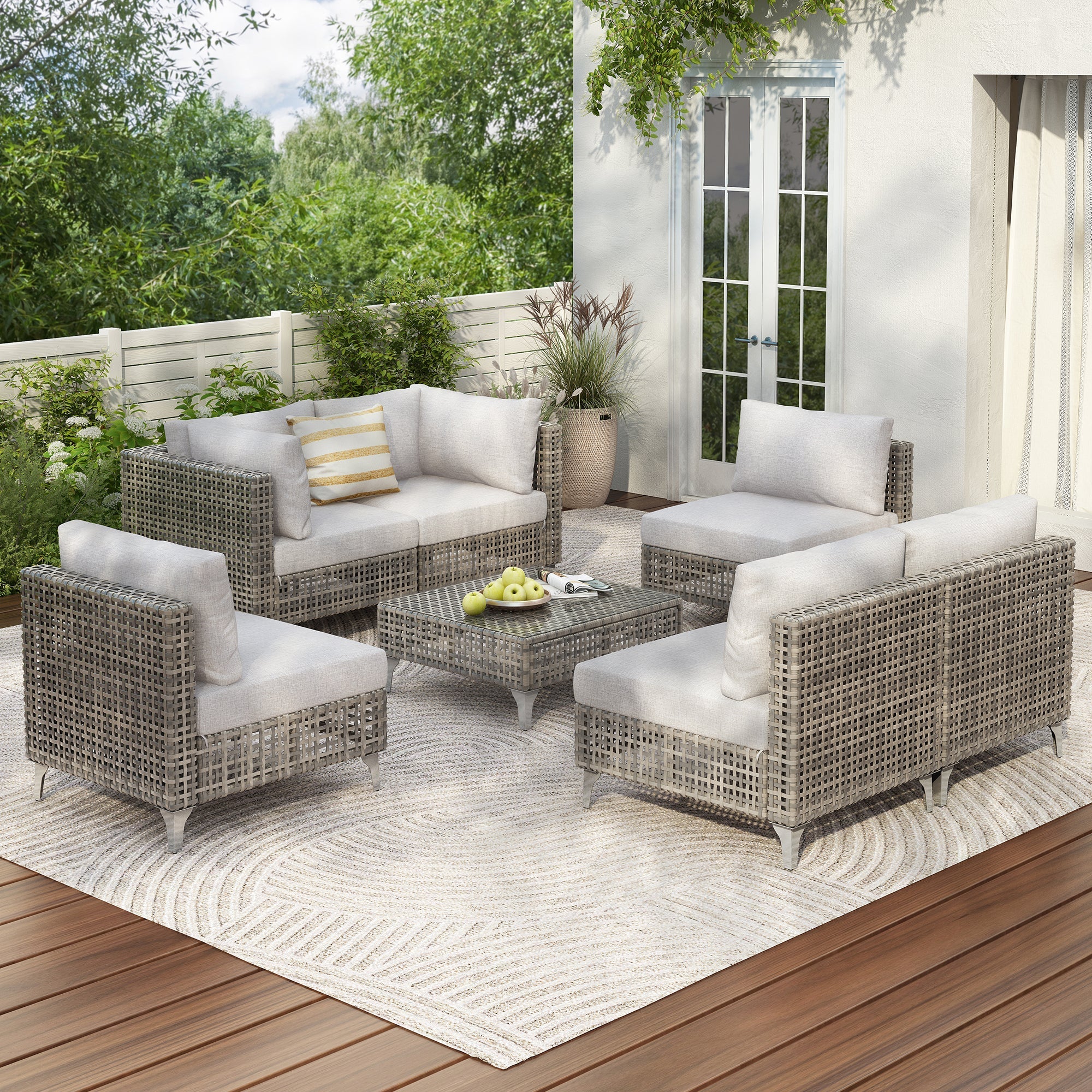 K&K 7-Piece Wicker Patio Furniture Set