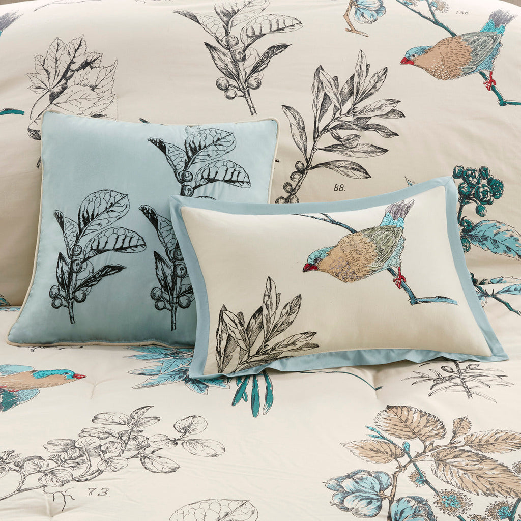 7 Piece Printed Cotton Twill Comforter Set Khaki Cal King
