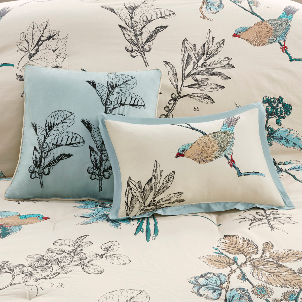7 Piece Printed Cotton Twill Comforter Set Khaki Cal King