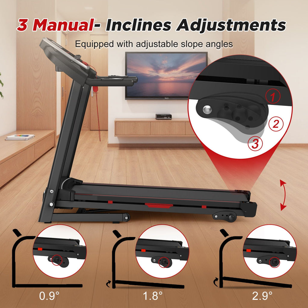 Folding Treadmills For Home - 3.5Hp Portable Foldable With Incline, Electric Treadmill For Running Walking Jogging Exercise With 12 Preset Programs, Indoor Workout Training Space Save Apartment, App - Black
