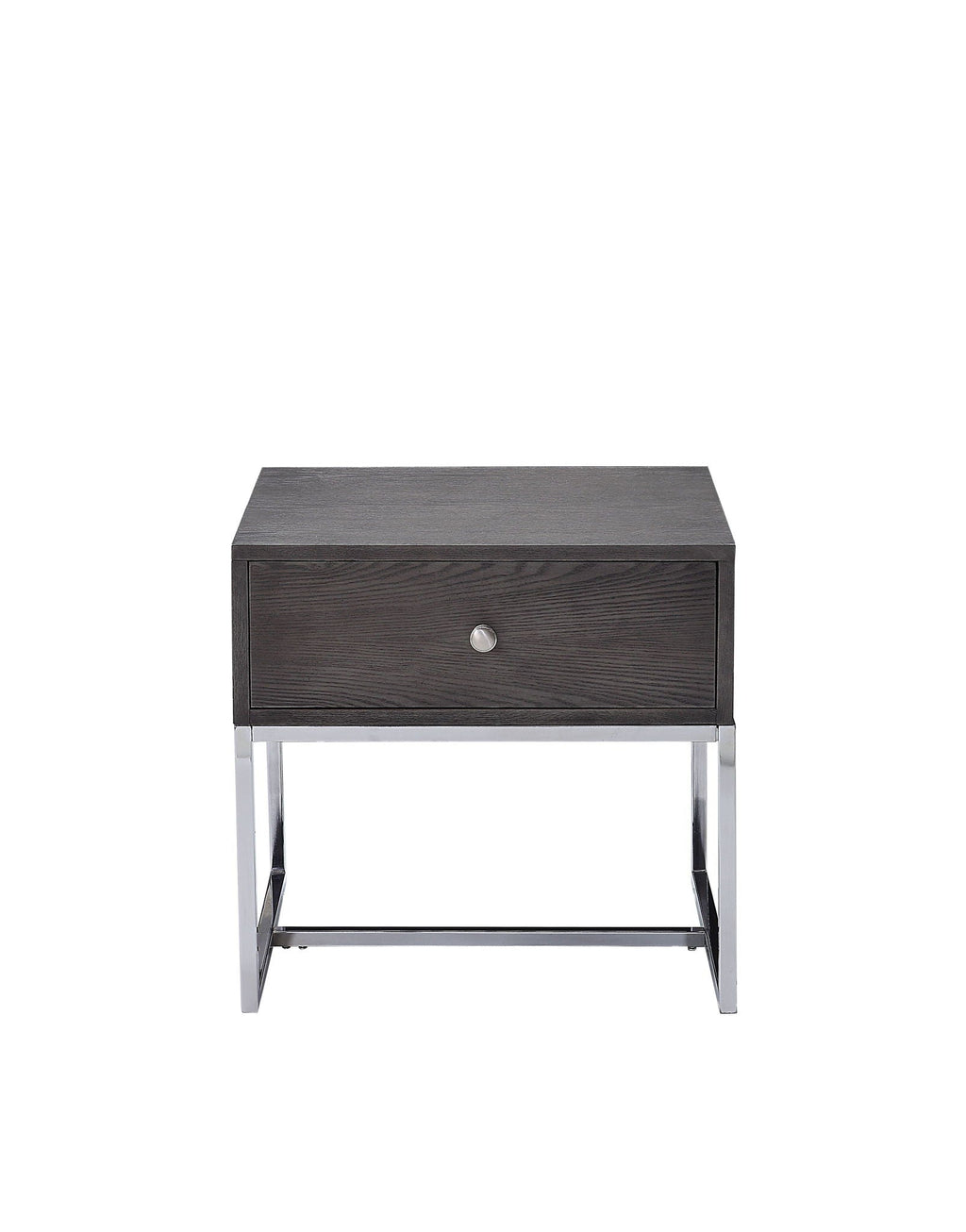 Iban End Table - Gray Oak / Chrome
