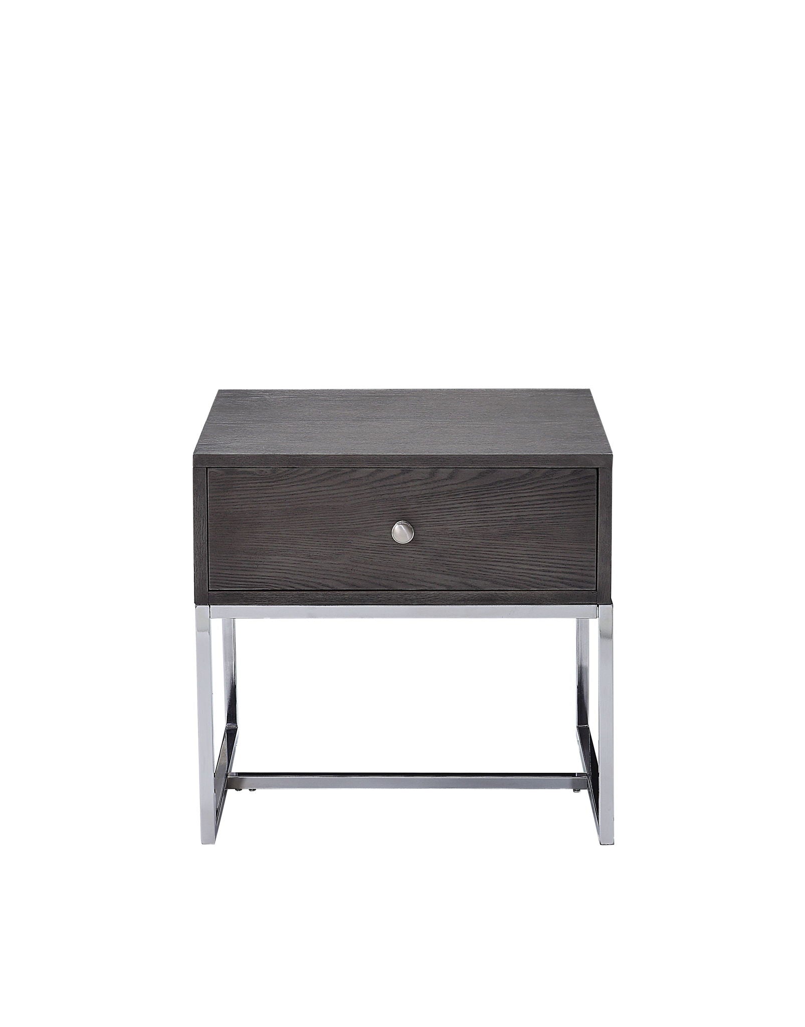 Iban End Table - Gray Oak / Chrome
