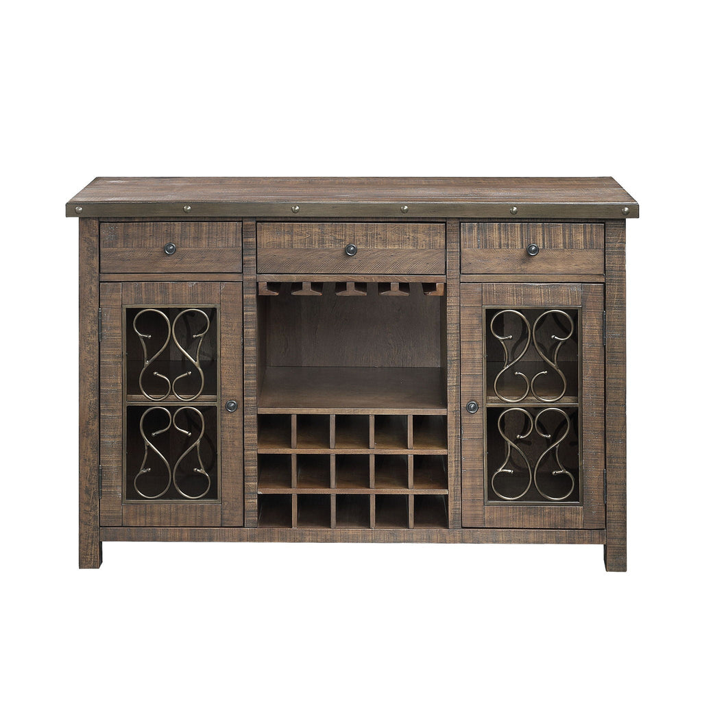 Raphaela Server With Cup Holder & Wine Rack - Cherry