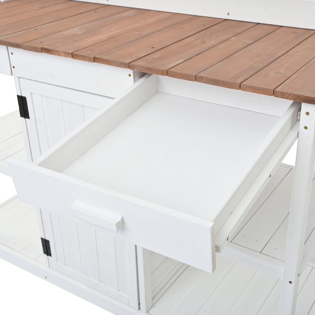 Topmax 66" Large Outdoor Farmhouse Wooden Potting Bench Table