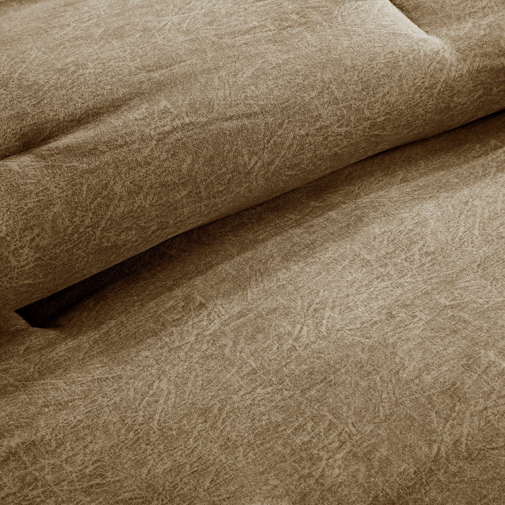 7 Piece Faux Suede Comforter Set Brown California King