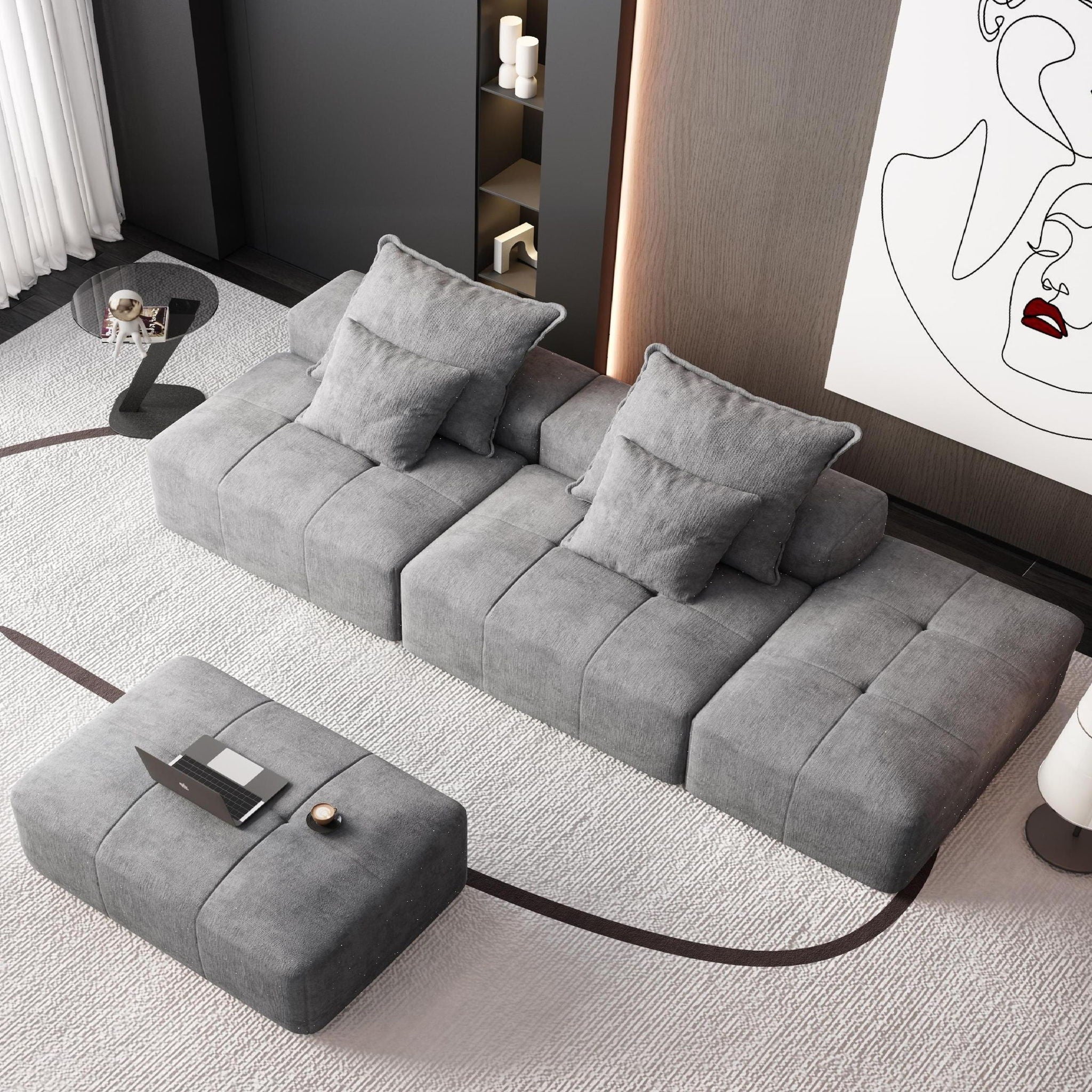 Modern Oversized DIY Combination Modular Sectional Sofa With Pillows