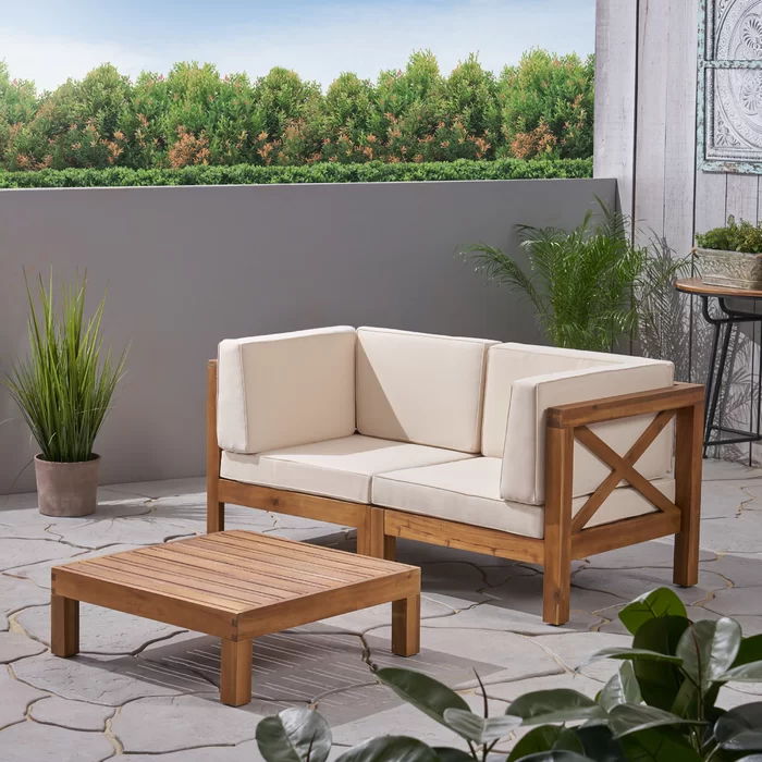 Brava X-Back 2 Seater Sectional Loveseat with Coffee Table