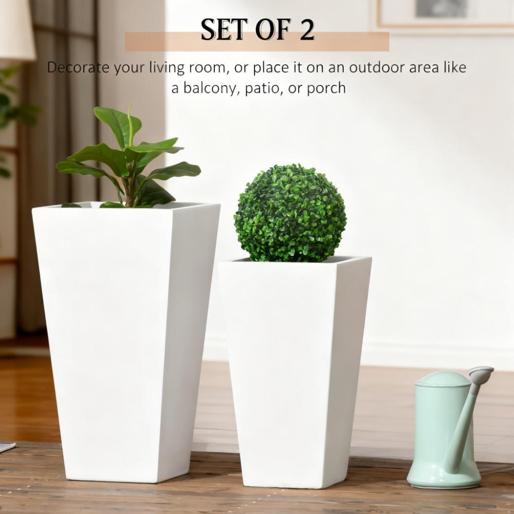 Flower Pots 2-Pack Outdoor Planter Set with Drainage Holes