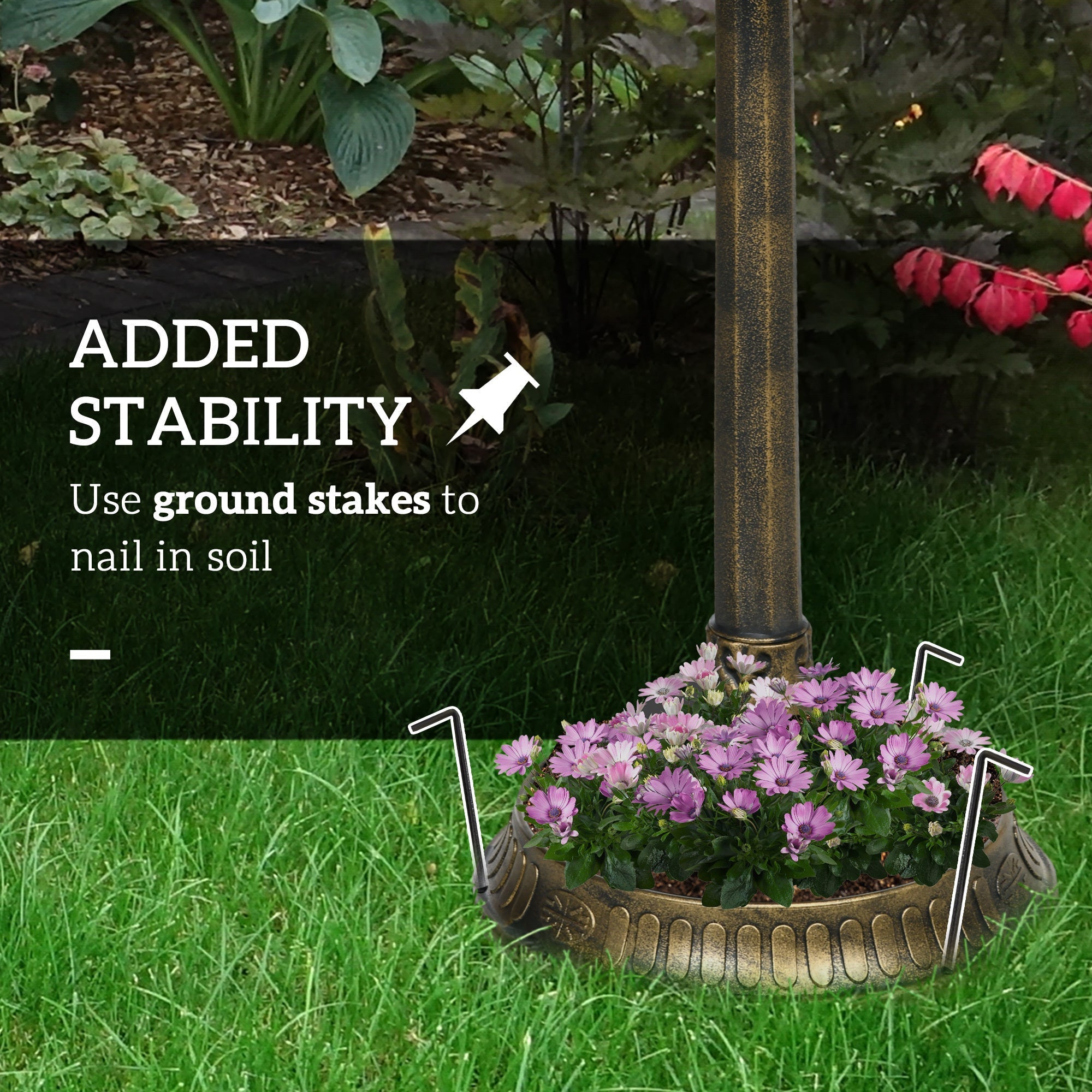 Outsunny 32' Antique Bird Bath with Pedestal Flower Planter Base