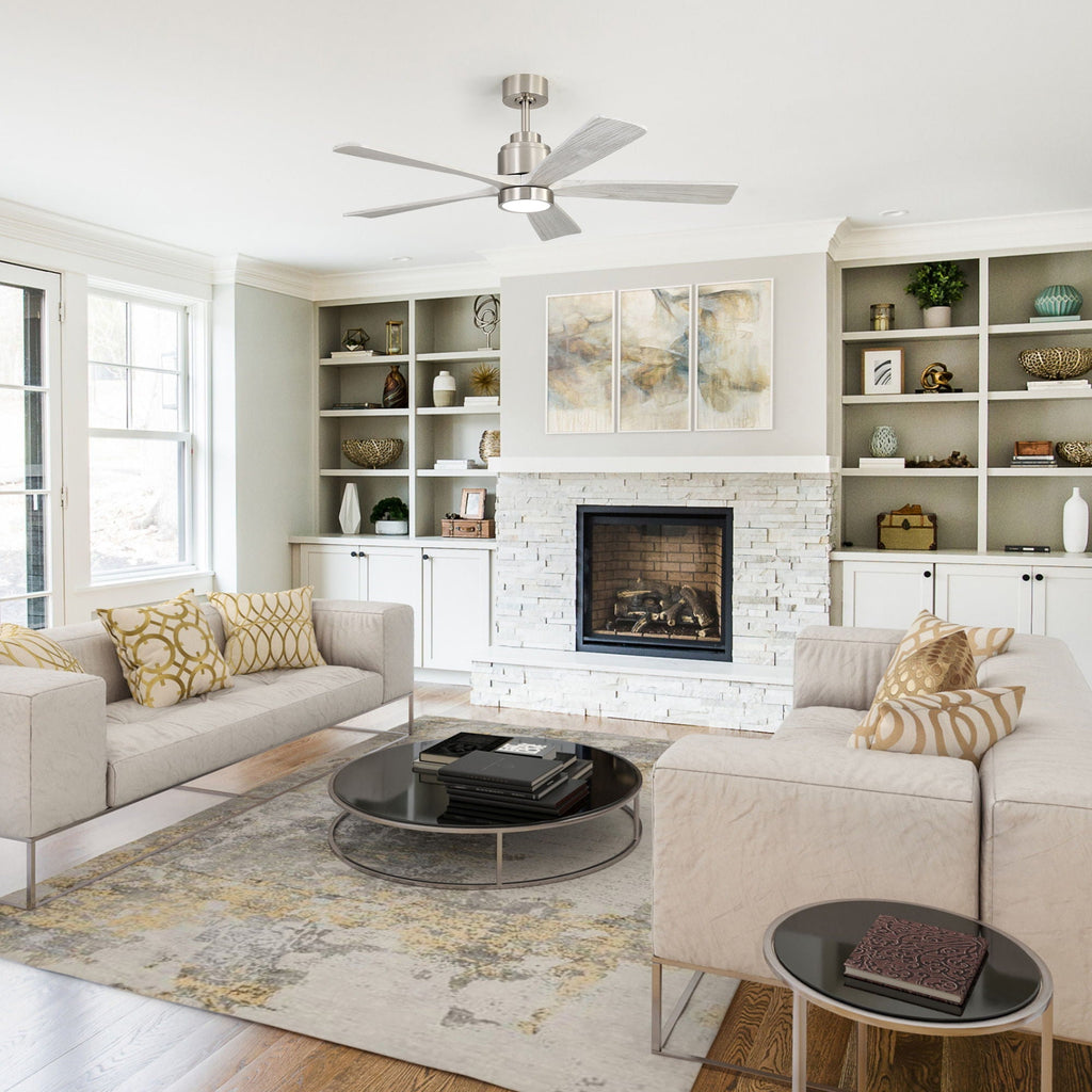 Ultra Quiet Reversible Ceiling Fan With Dimmable LED Light - Brushed Nickel