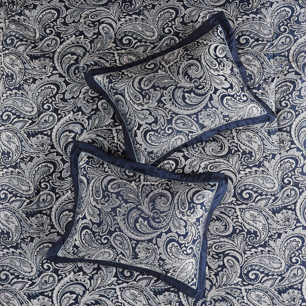 12 Piece Comforter Set with Cotton Bed Sheets Navy Cal King
