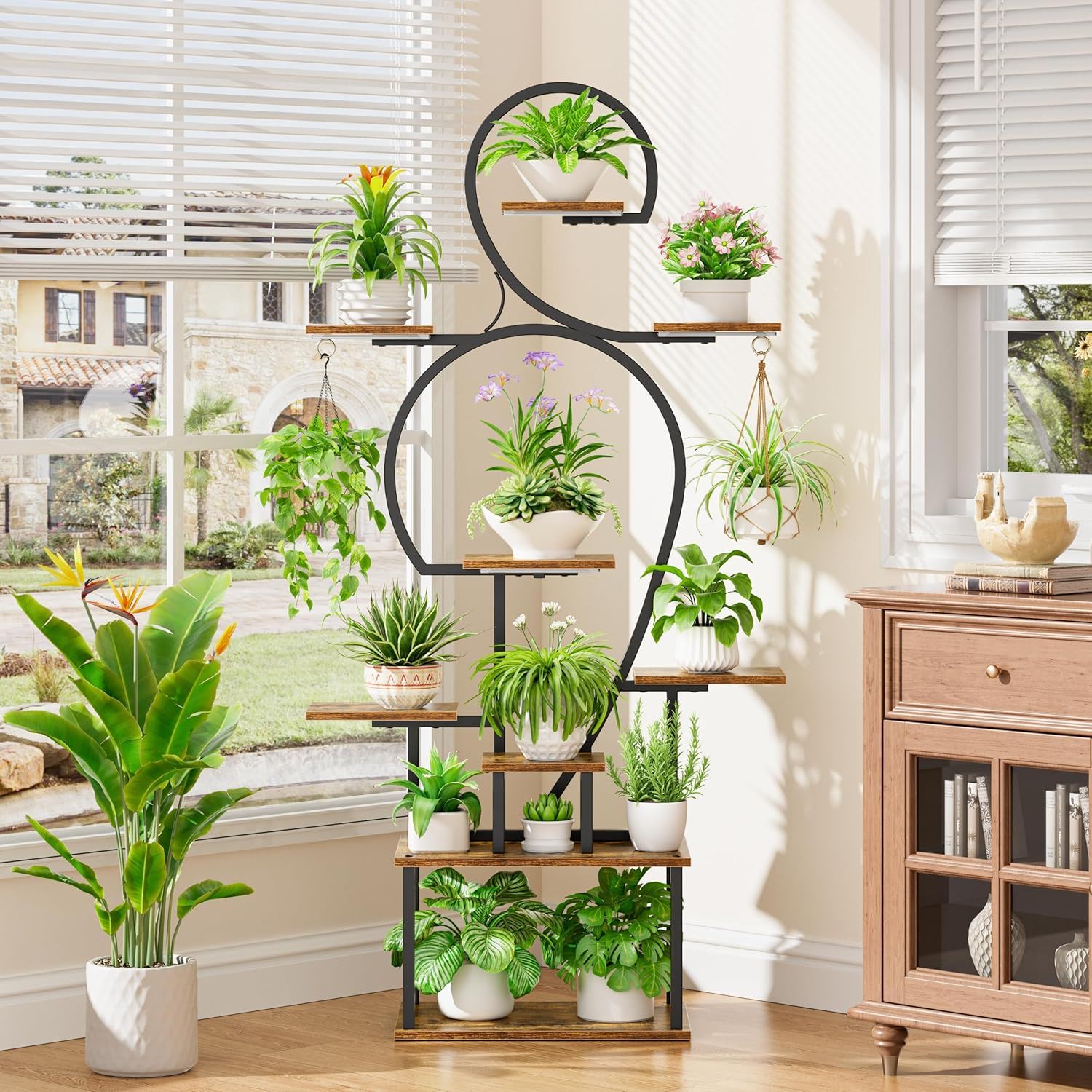 9-Tier Indoor Plant Stand with Grow Light