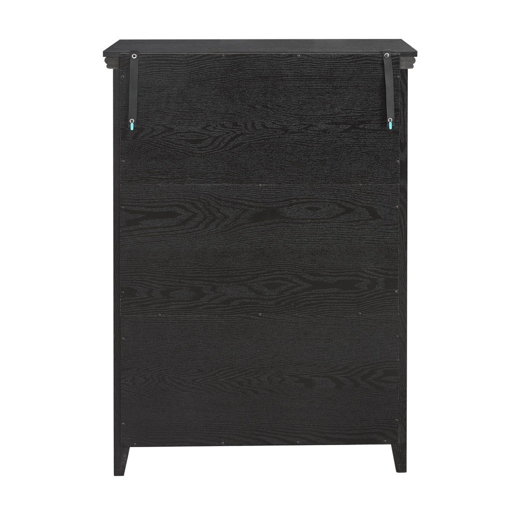 Modern 5-Drawer Black Dresser for Living Room Storage