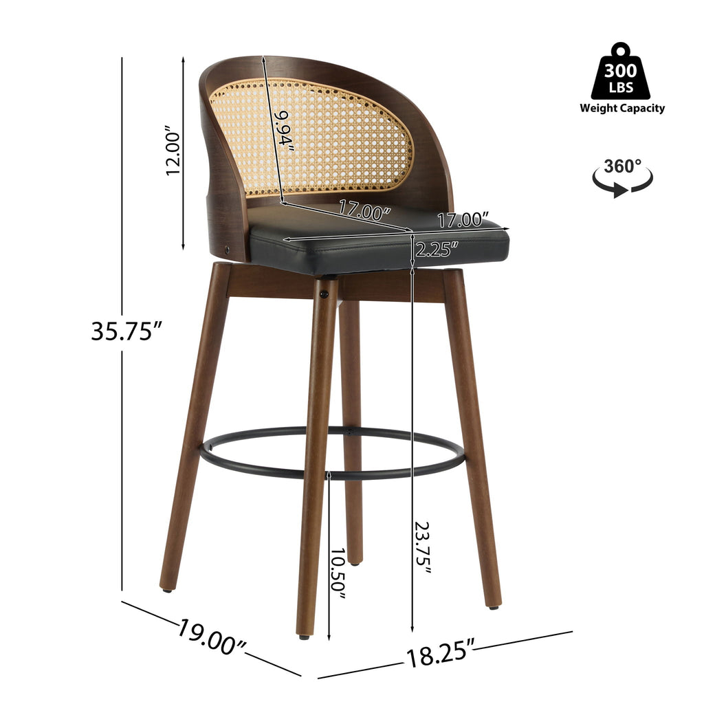 Como Indoor Wood Barstool Set of 2