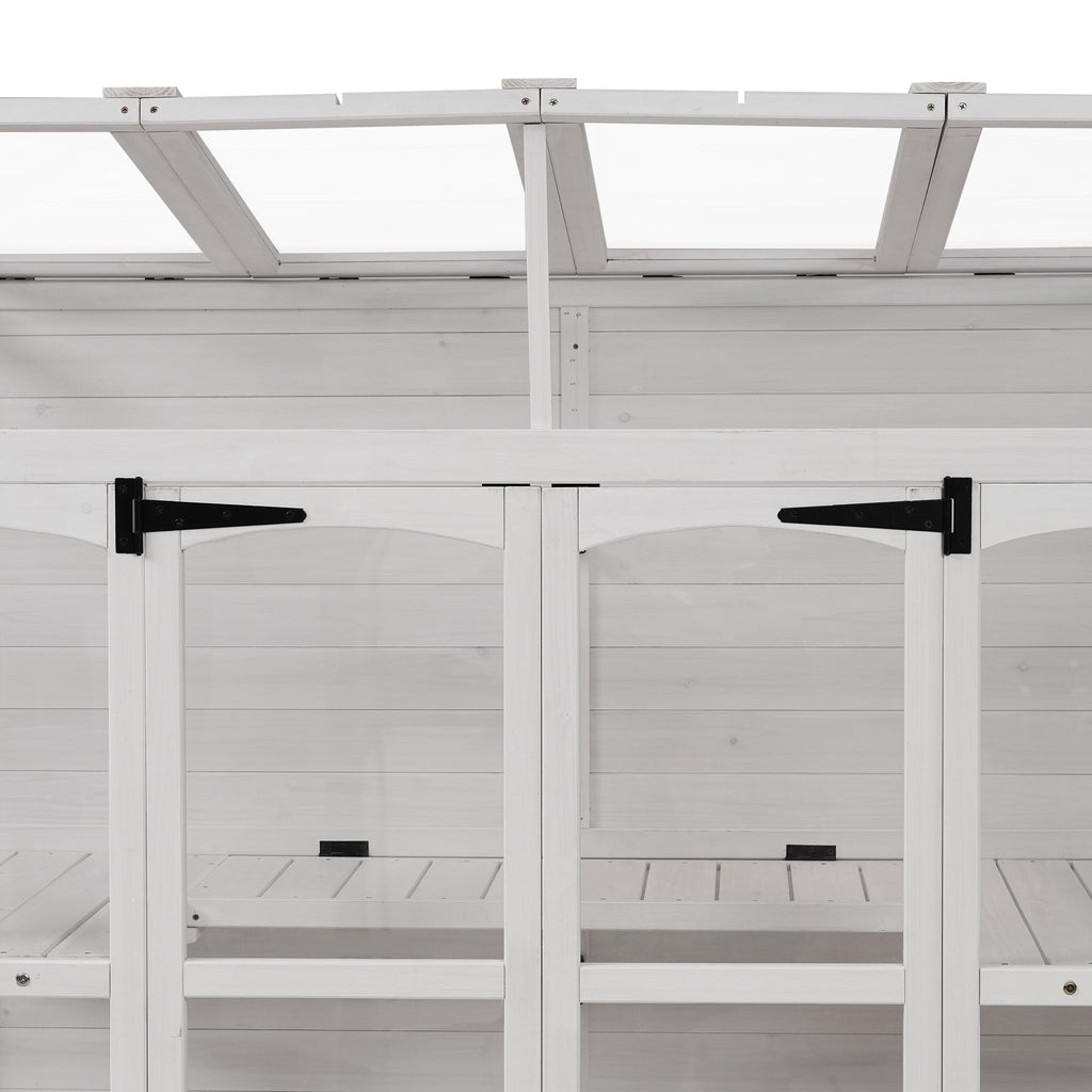 TOPMAX 78-Inch Wooden Greenhouse with Skylights and Folding Shelves