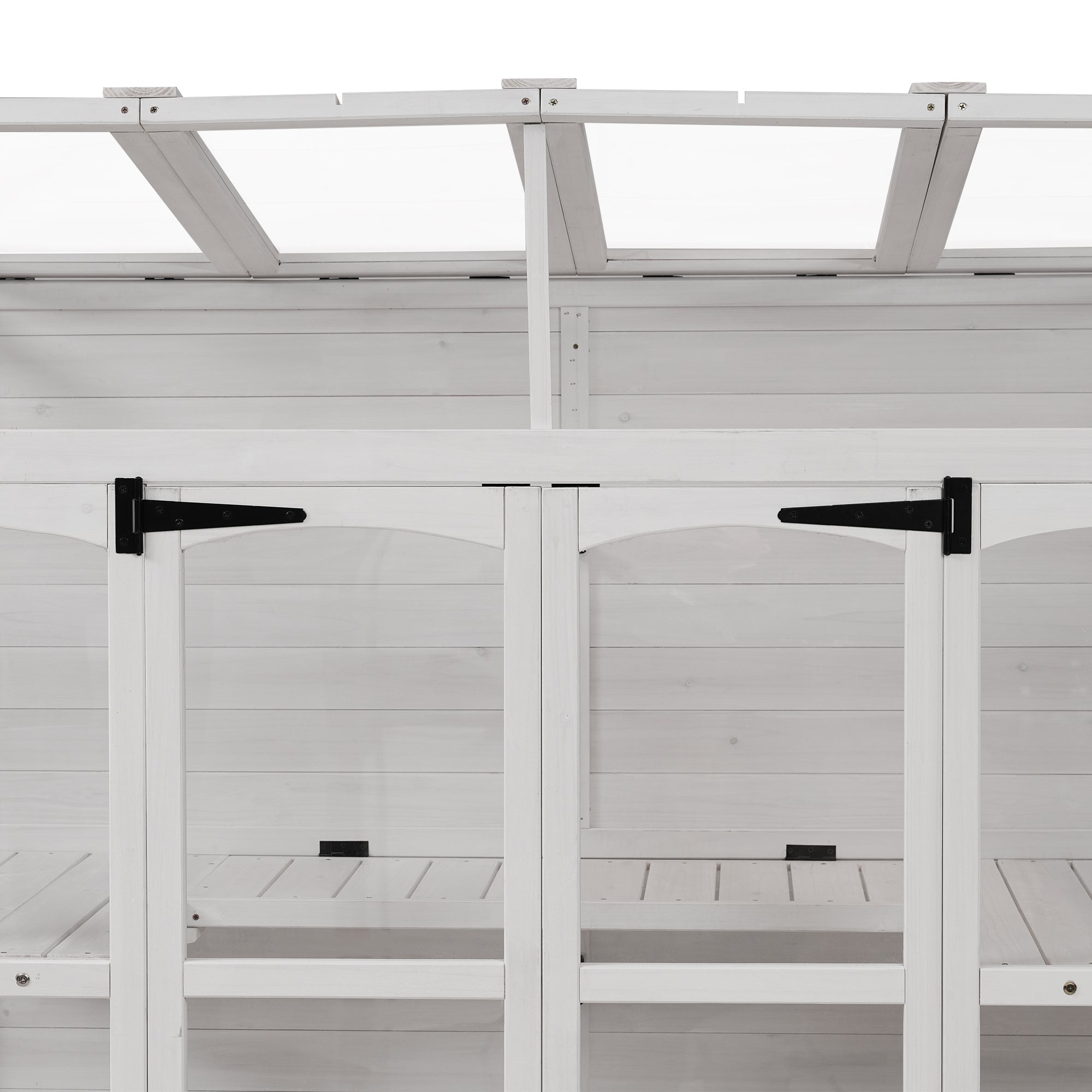 TOPMAX 78-Inch Wooden Greenhouse with Skylights and Folding Shelves
