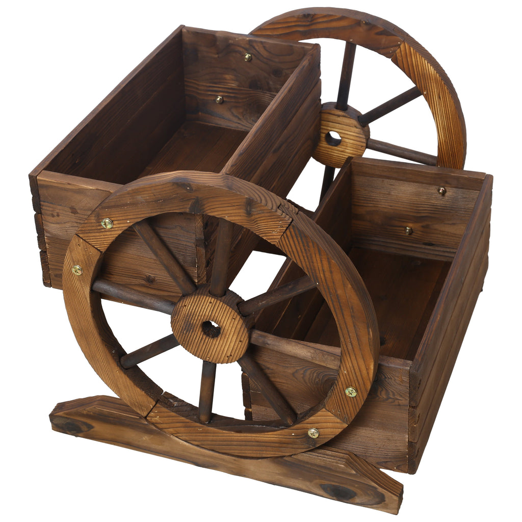 Wooden Wagon Planter Box with Wheels
