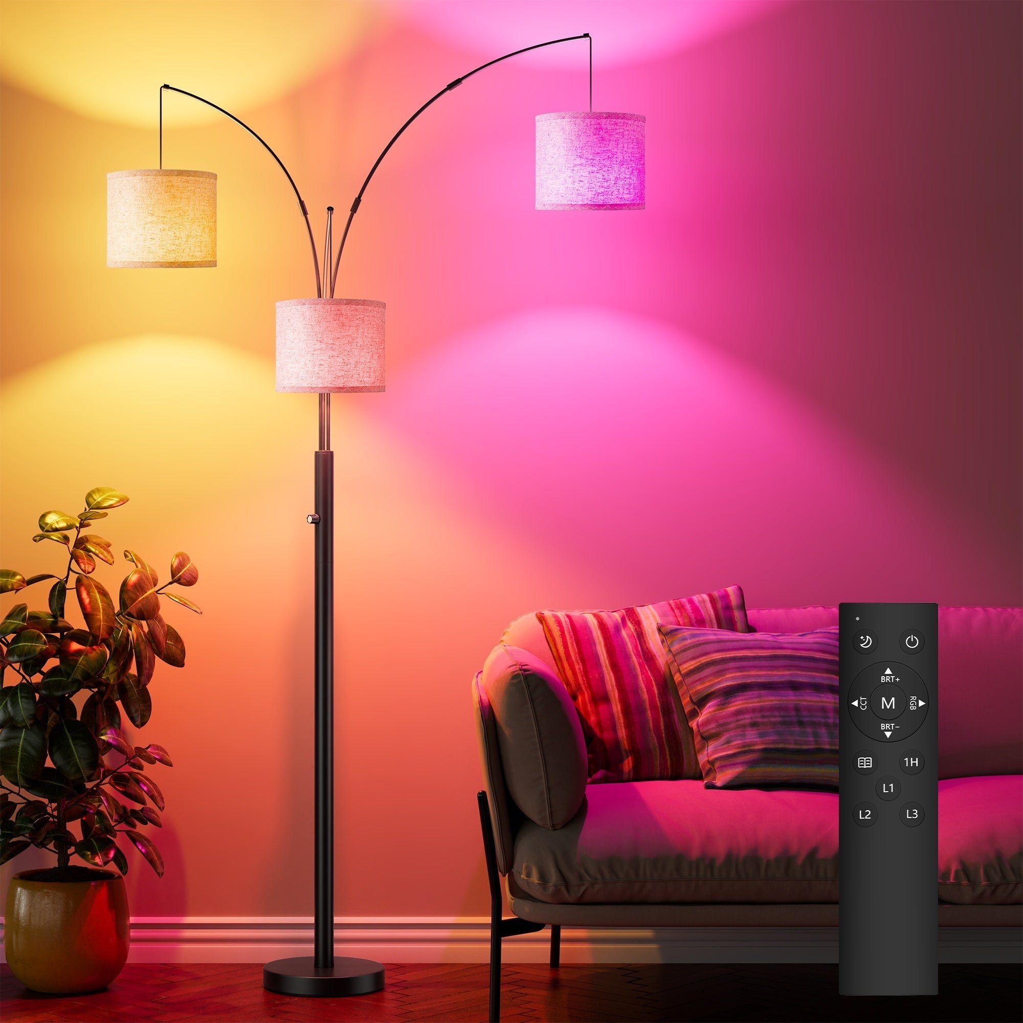Three-Color Temperature & Dimmable Three-Head Floor Lamp