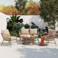 Bohemia-Inspired 4-Person Outdoor Seating Group With Removable Cushions