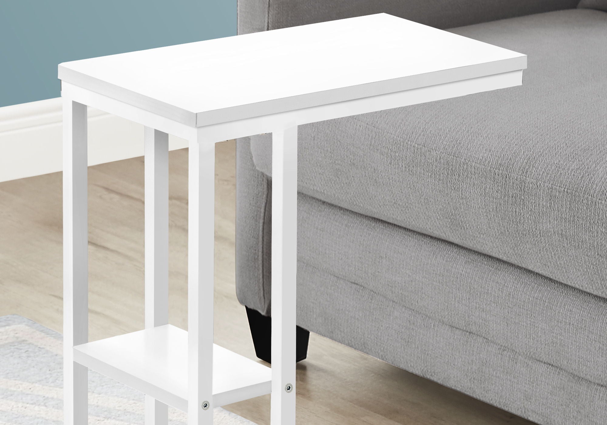 Accent Table, C-Shaped, Marble Look Contemporary & Modern Convenient Design
