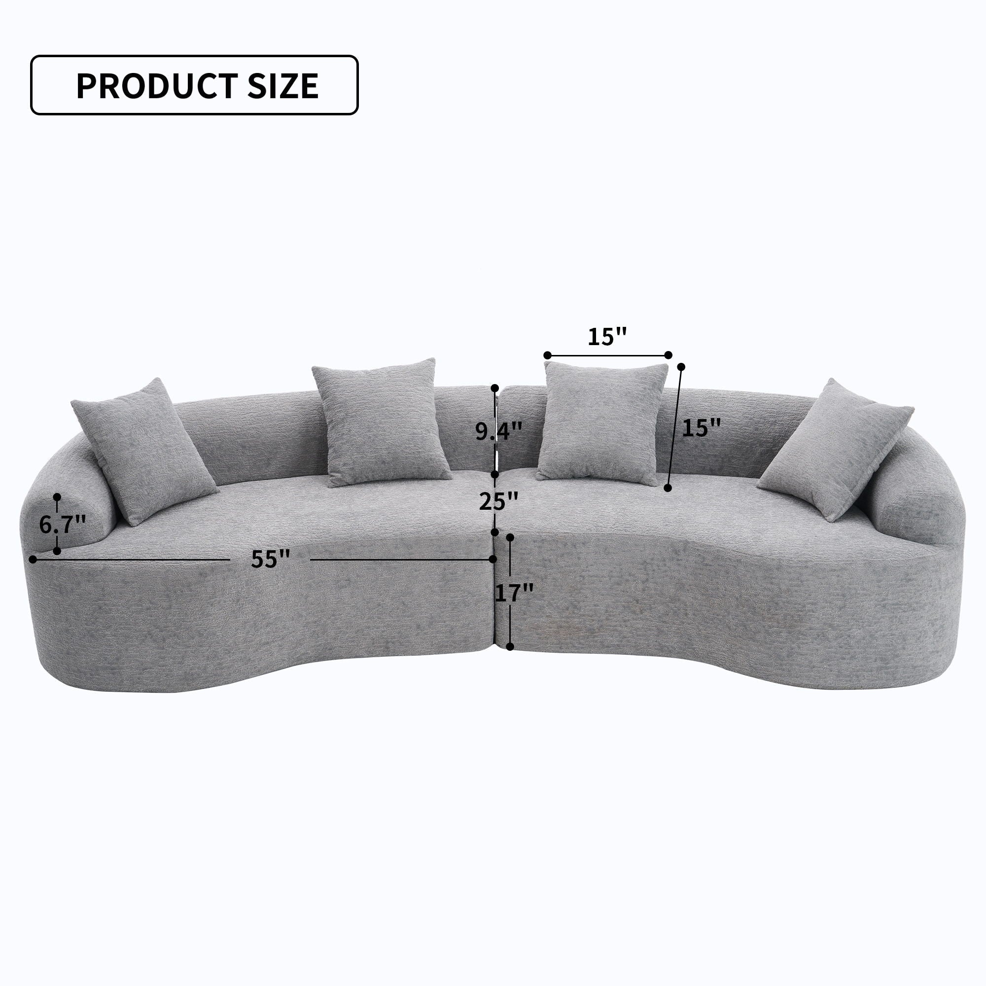 4 Seater Sofa With Fabric, 30D, 60 Hardness Full Sponge, 4 Pillow For Living Room, Home Furniture Sleeper Sectional Sofa For Apartment