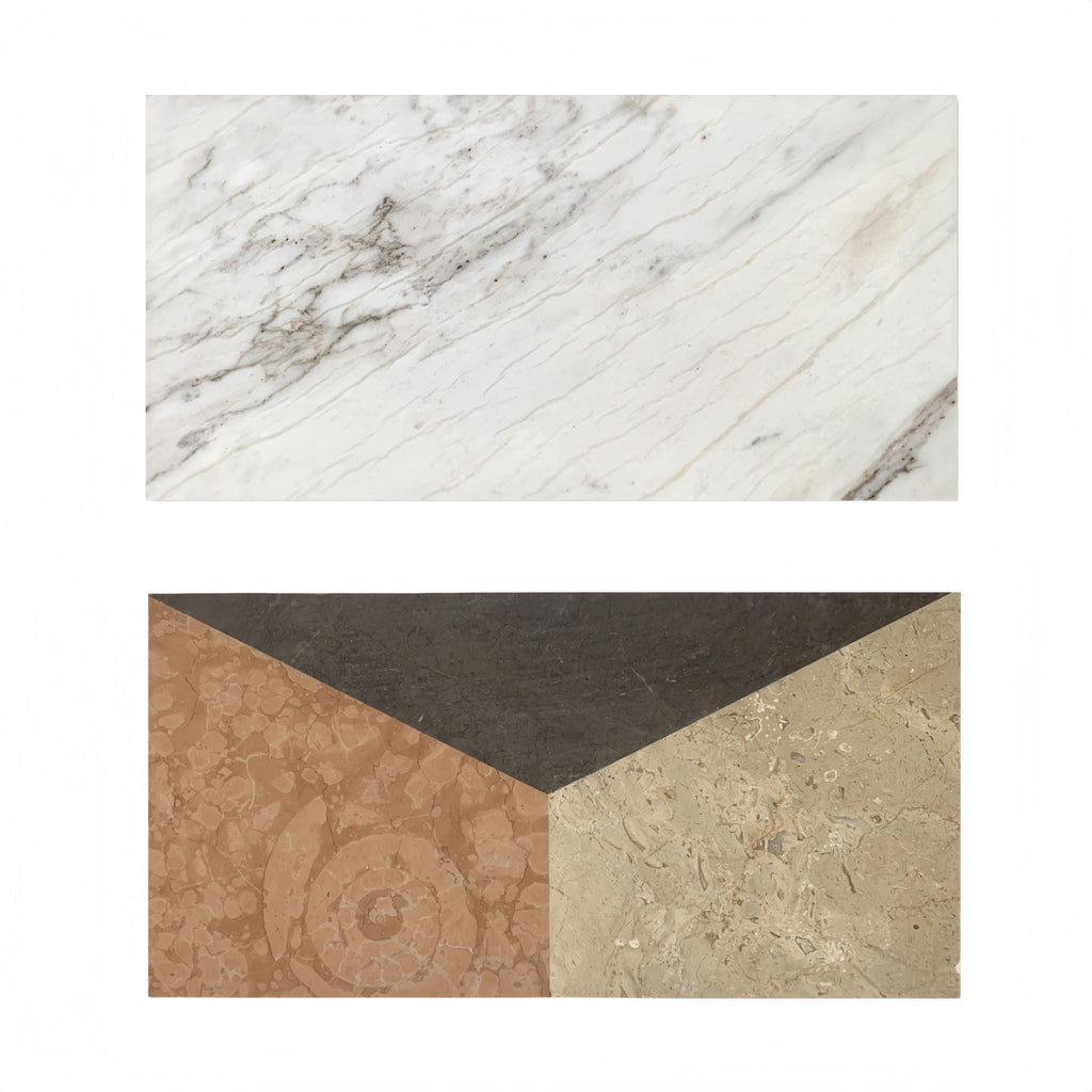 Waterjet Marble 4 Color Marble For Floor And Wall Polished Marble Tile Stone 1 Box Each Pattern 2 Pieces - White / Multi