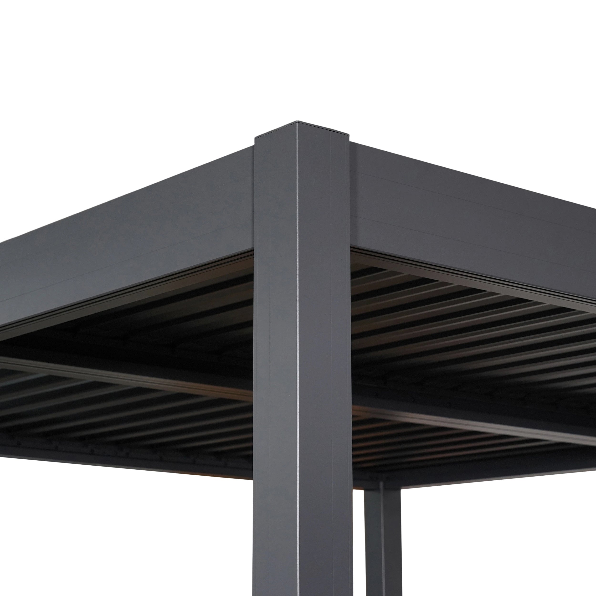 Byron Black Outdoor Pergola Aluminum with Adjustable Louvered Roof