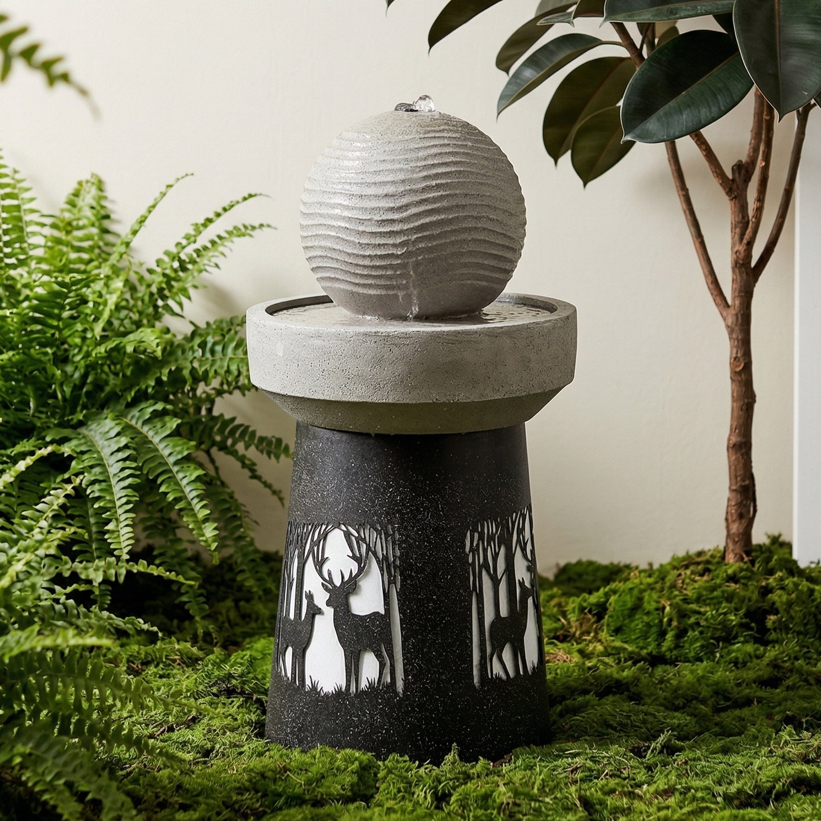 Outdoor Garden Lantern with Warm LED Light Deer Silhouette