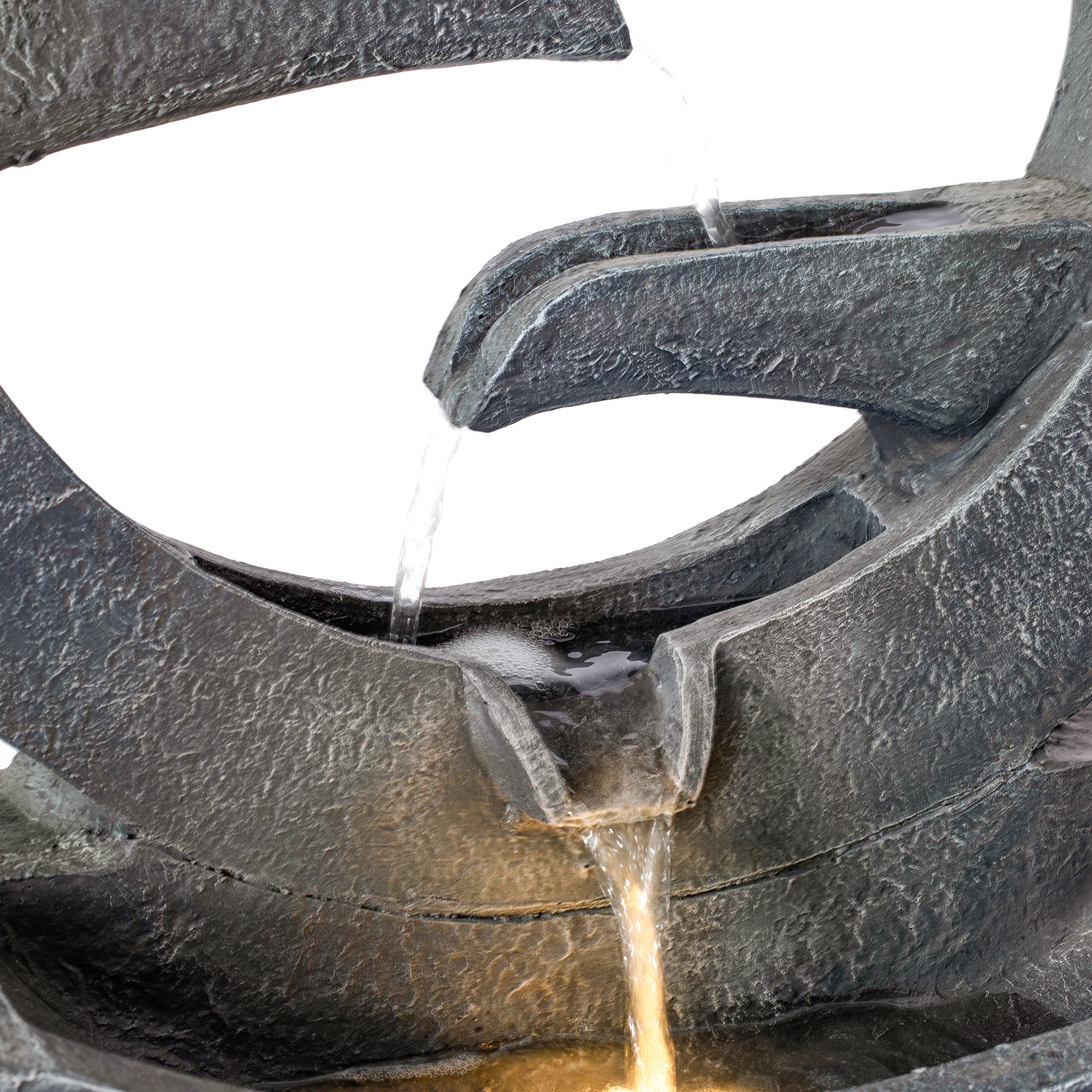 26.77'H Gray Circular Polyresin Outdoor Water Fountain with LED Light