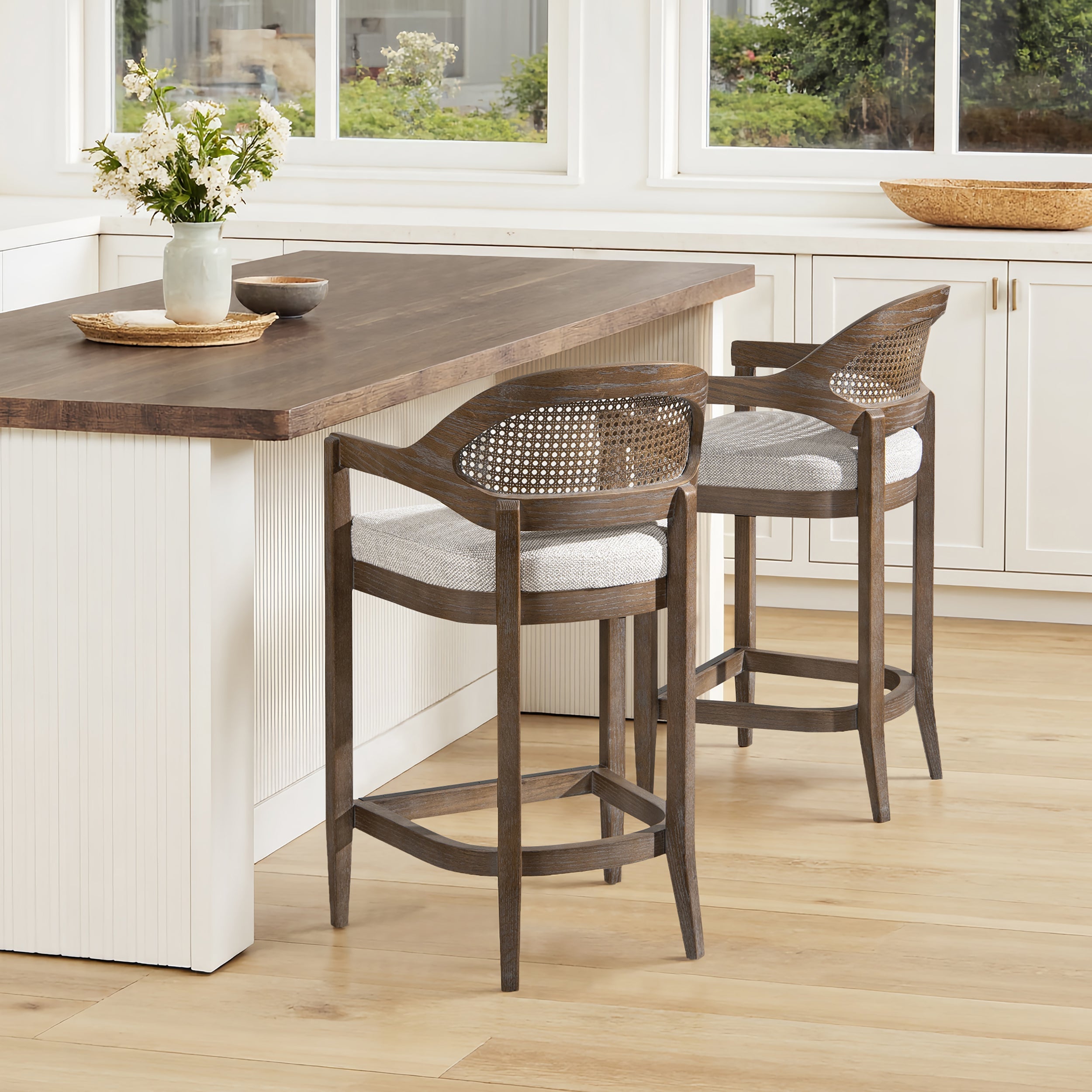 Americana Mid-Century Modern 26" Cane Back Counter Stool
