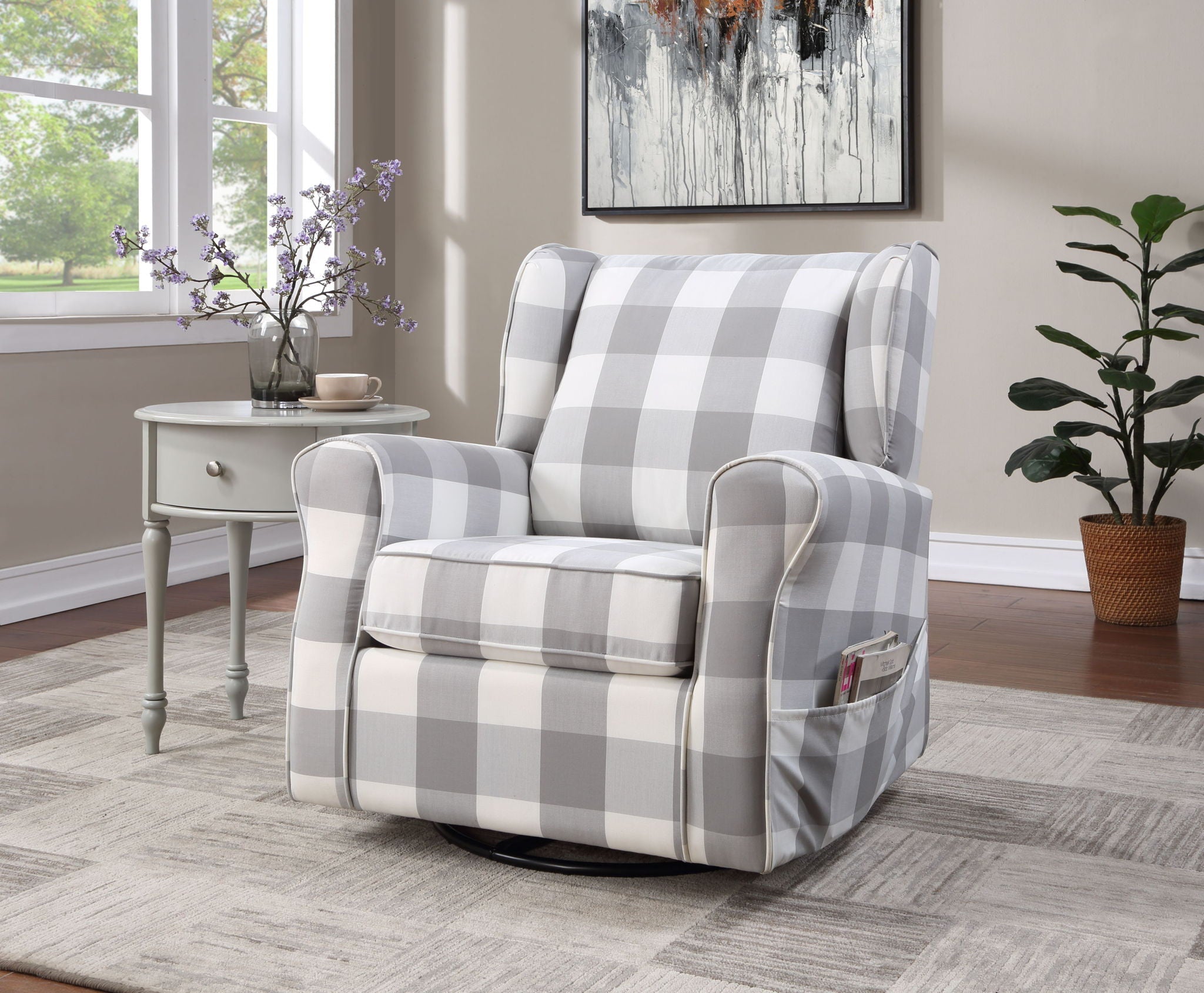Patli Glider Chair With Swivel - Gray / White