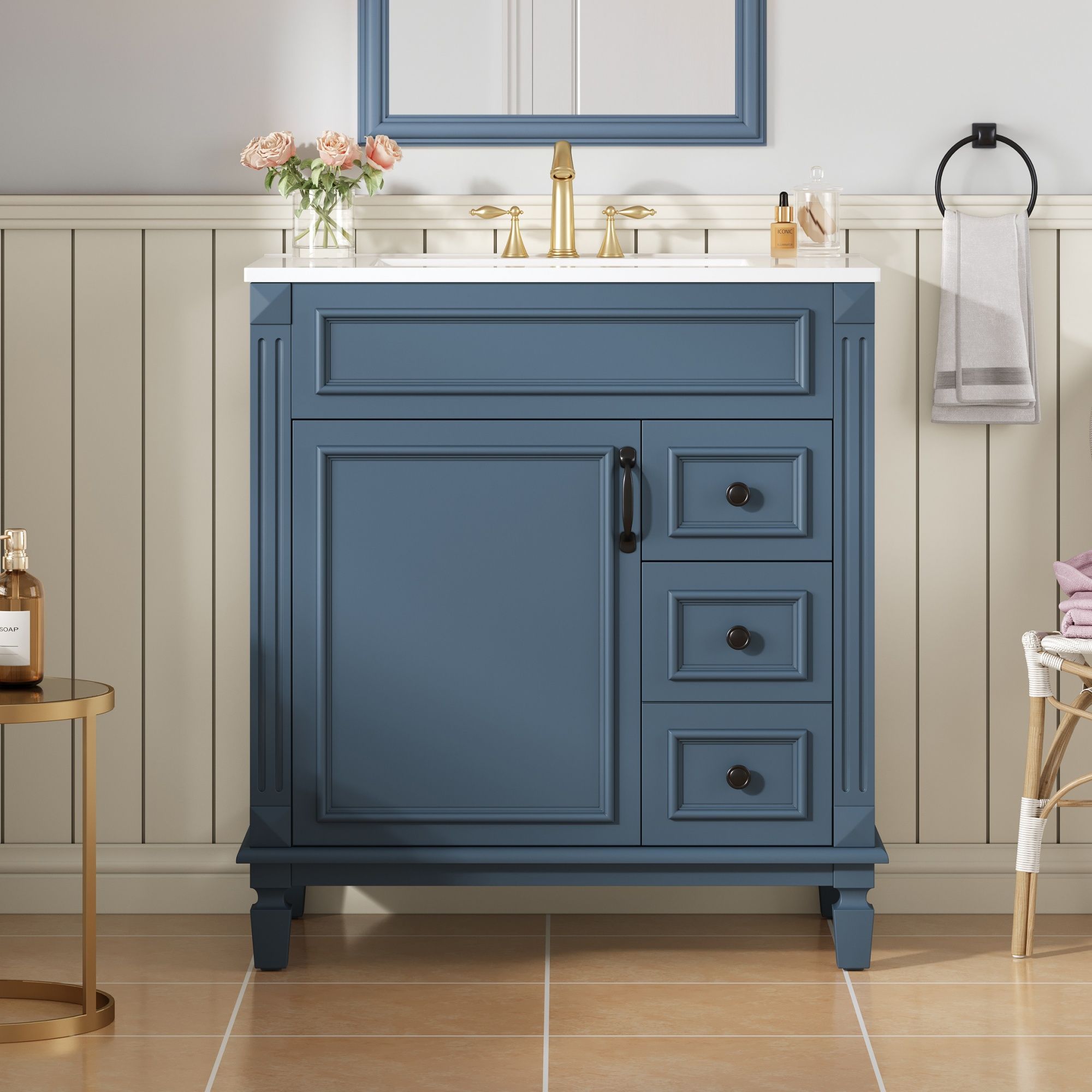 Bathroom Vanity With Sink, Cabinet With 2 Drawers And Adjustable Shelf