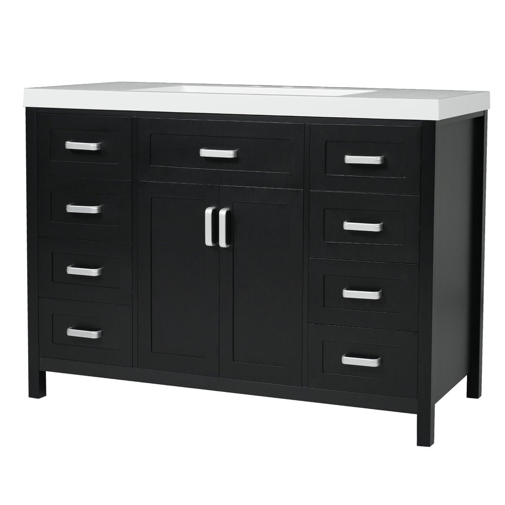 Bathroom Vanity With Sink, 2 Doors & 8 Drawers, Soft Close System