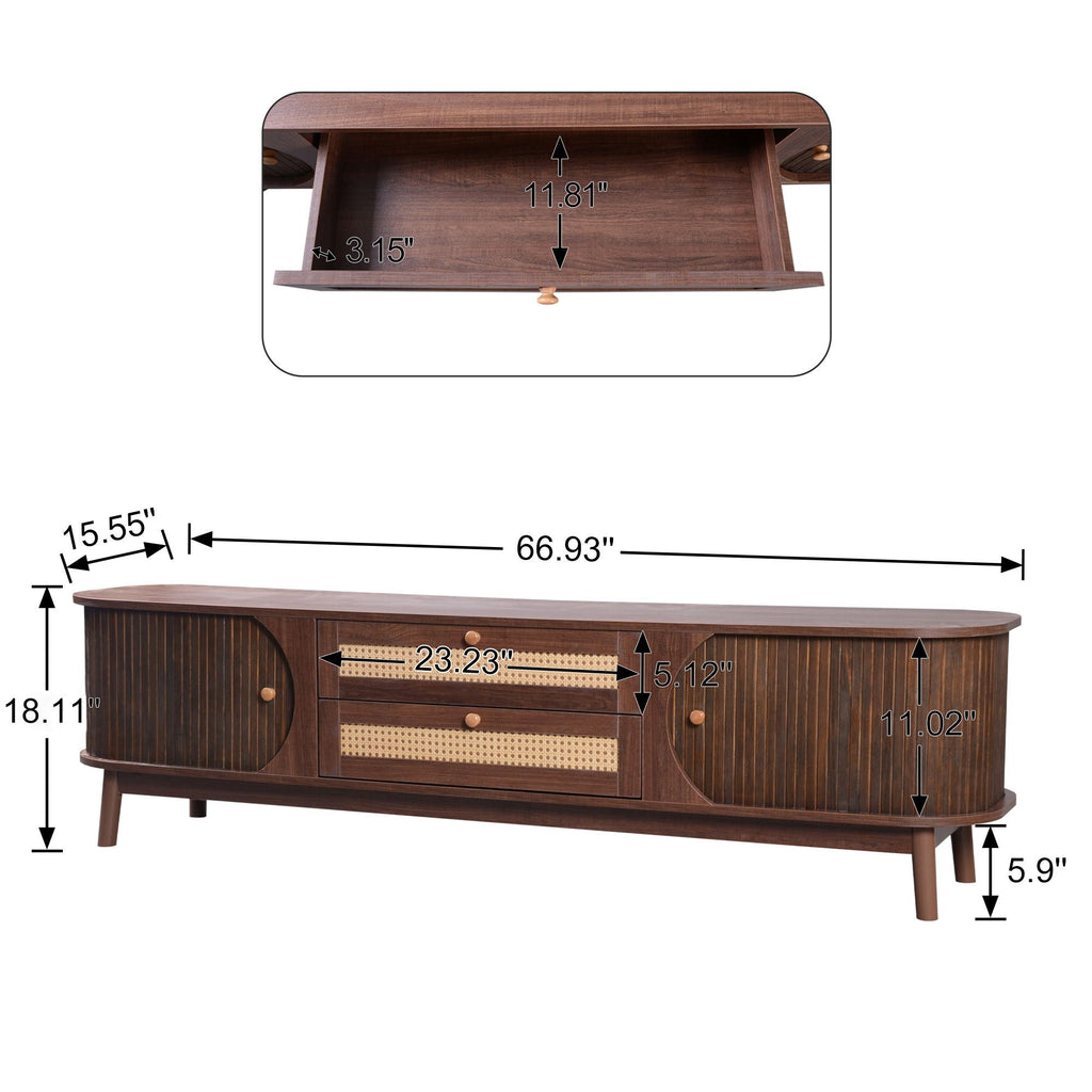 TV Stand for TVs Up to 75" with Drawers and Sliding Doors