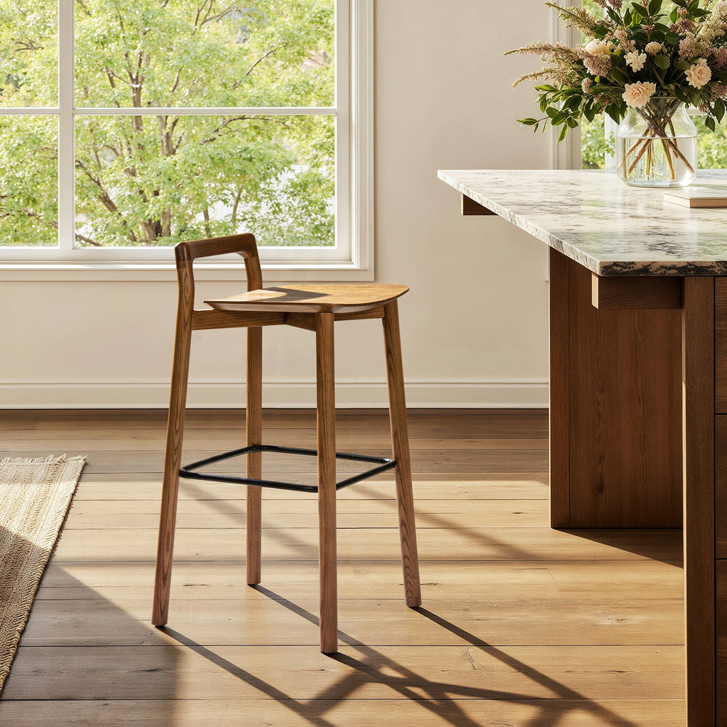 Sven 30" Modern Minimalist Low Back Wood Barstool