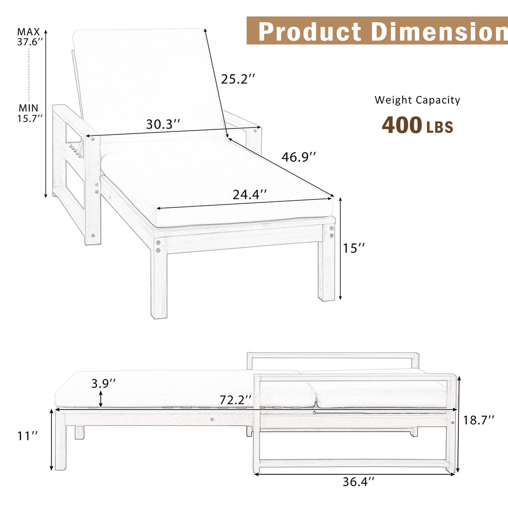TREXM Outdoor Lounge Chairs Set of 2