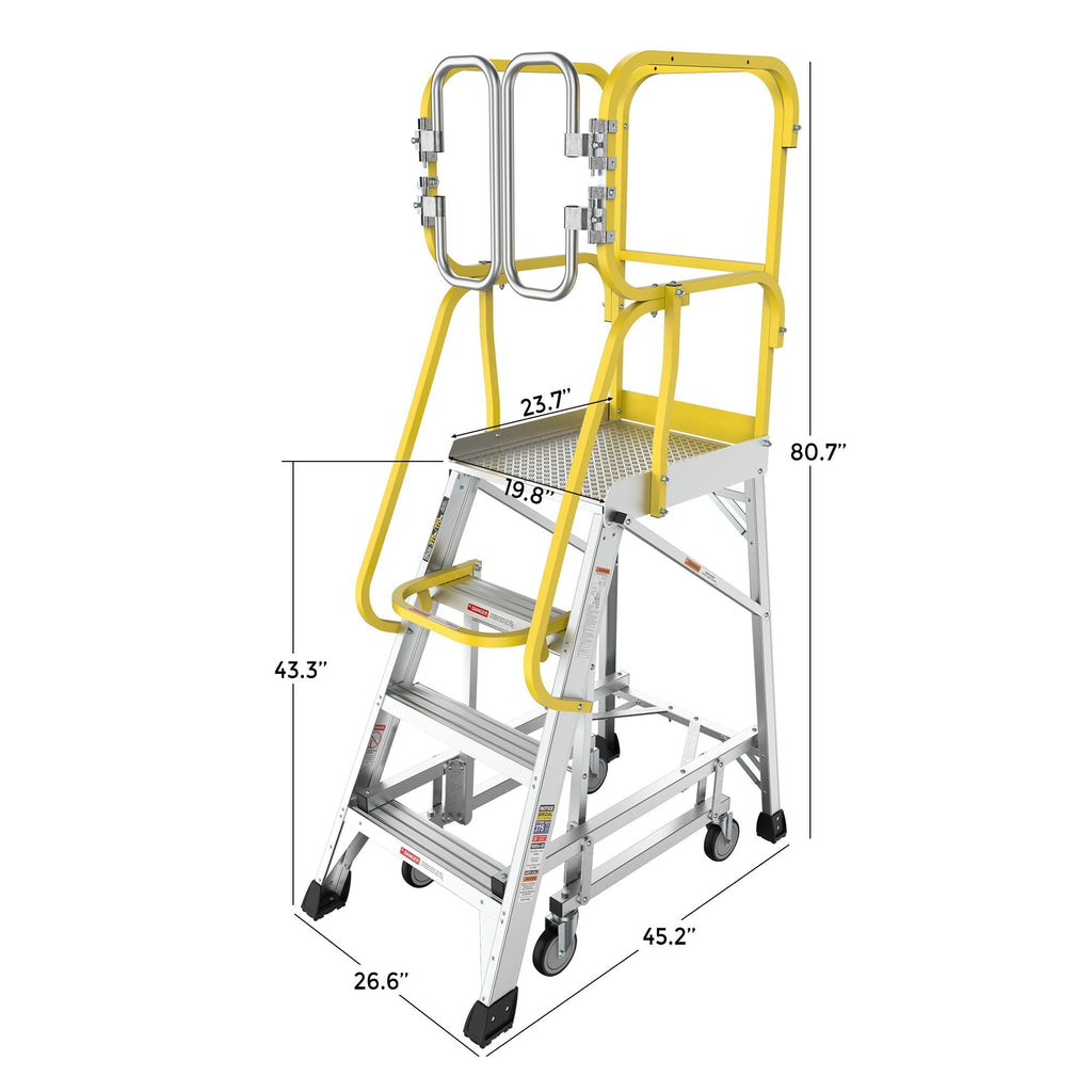 Heavy Duty Aluminum Rolling Platform Ladder with Steps
